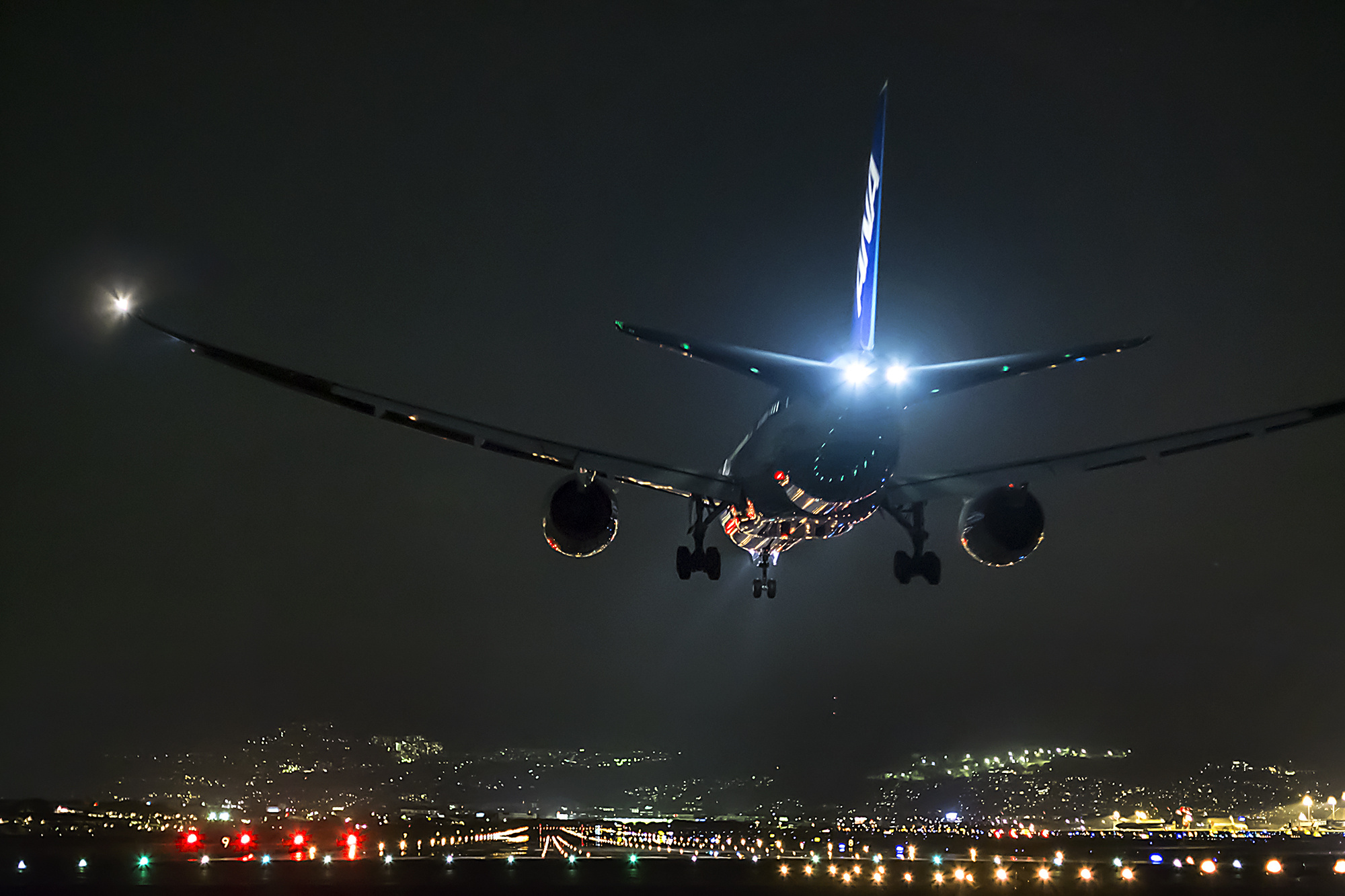 Download mobile wallpaper Night, Light, Cityscape, Aircraft, Vehicles for free.