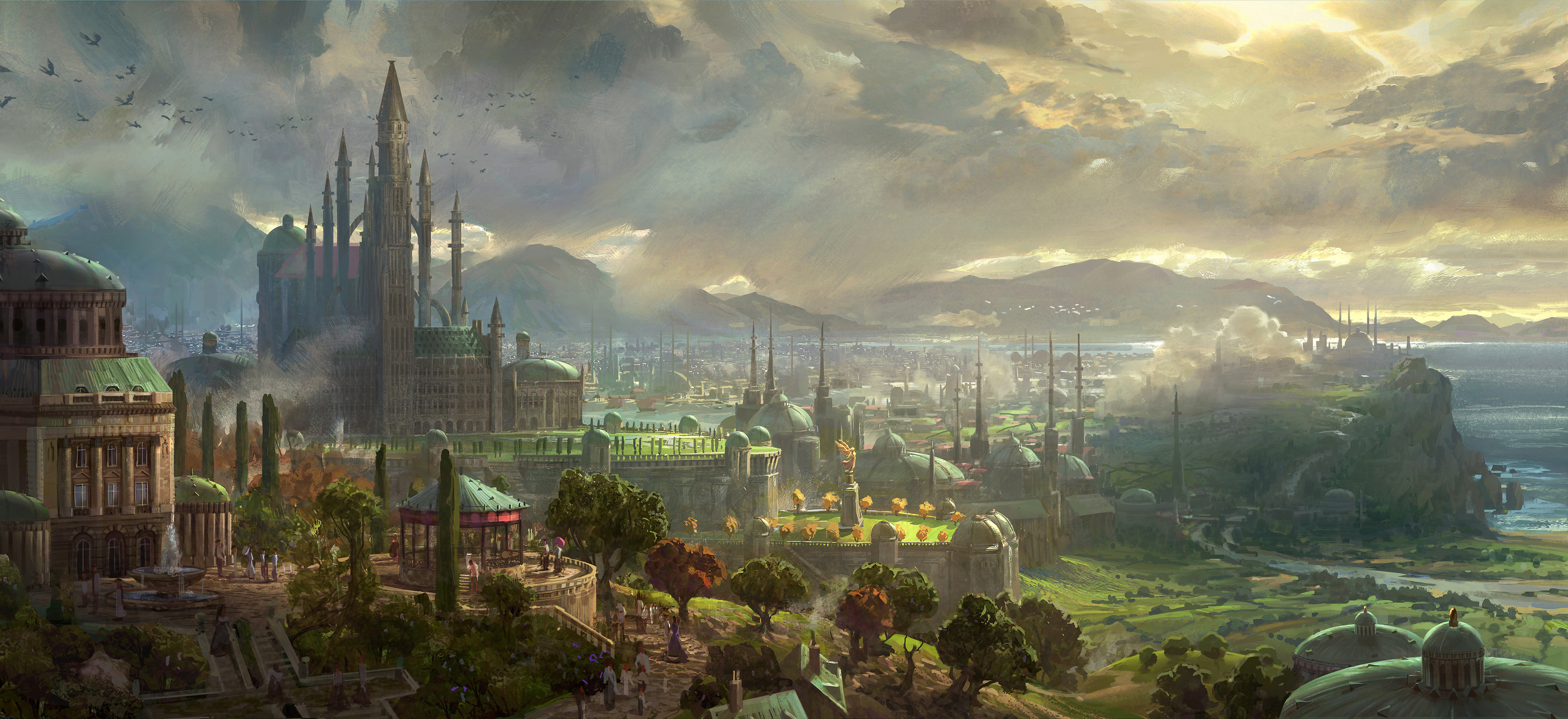 Free download wallpaper Fantasy, City on your PC desktop