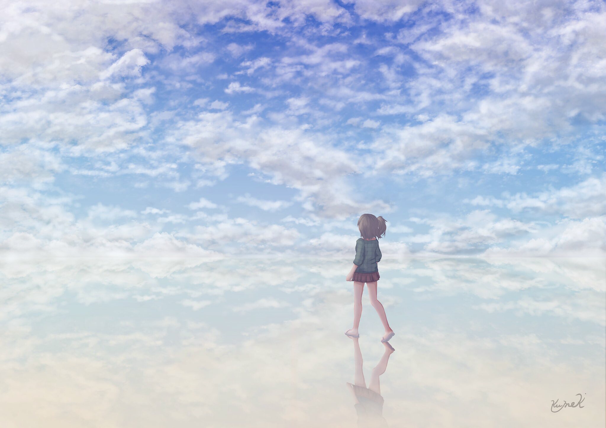 Baixar papel de parede para celular de Anime, Céu, Nuvem, Original, Reflecção gratuito.