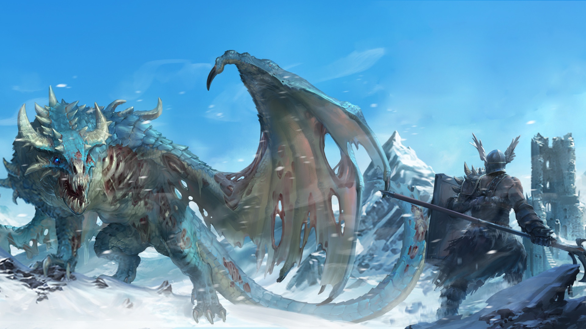 Free download wallpaper Fantasy, Dragon, Warrior on your PC desktop