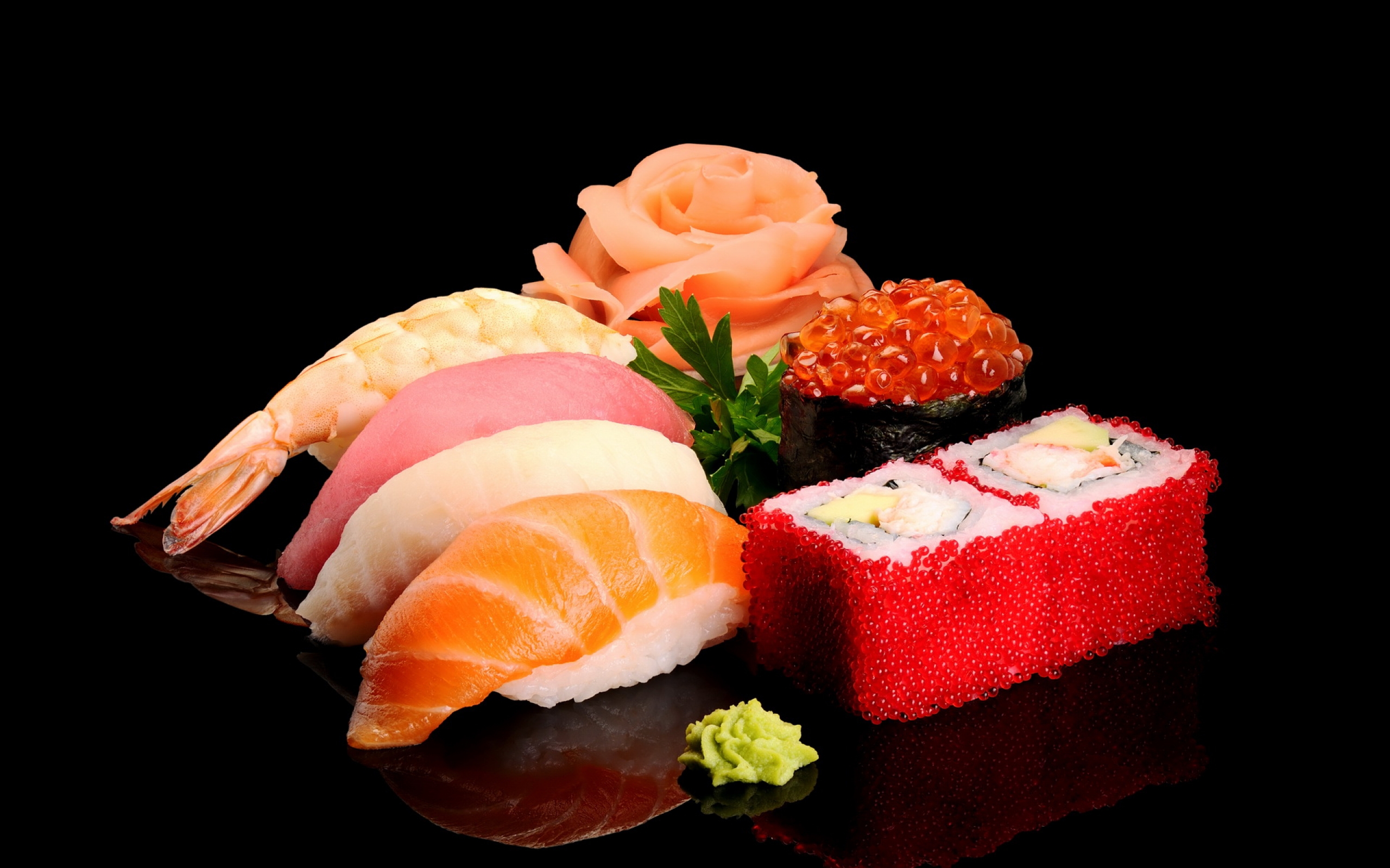 sushi, food, black wallpaper for mobile