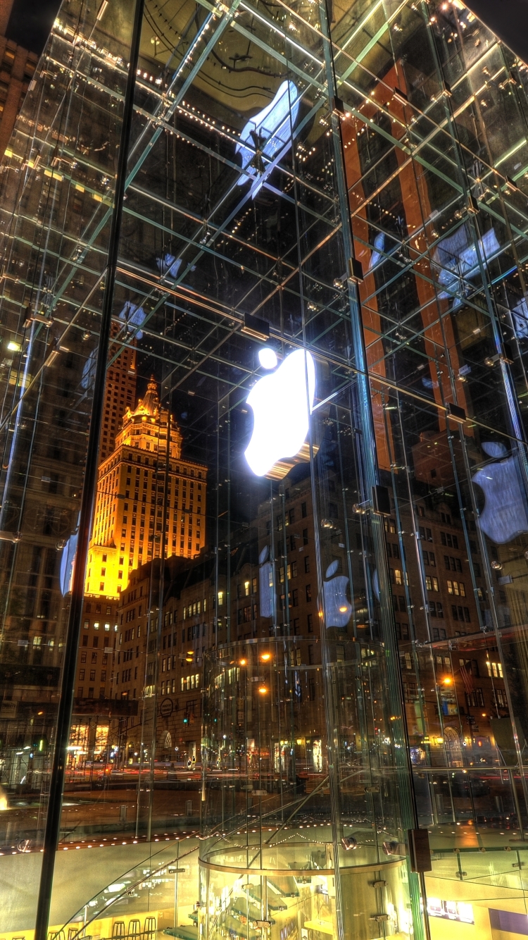 Handy-Wallpaper Gebäude, Licht, Hdr, Technologie, New York, Menschengemacht, Apple Inc, Speichern, Apple Laden kostenlos herunterladen.