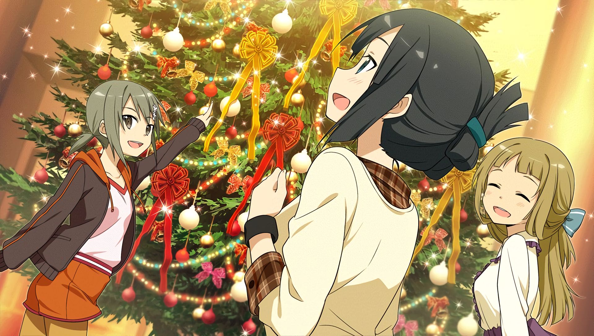 962943 Hintergrundbild herunterladen animes, yuuki yuuna wa yuusha de aru, weihnachtsbaum, minowa gin, nogi sonoko, togo mimori - Bildschirmschoner und Bilder kostenlos