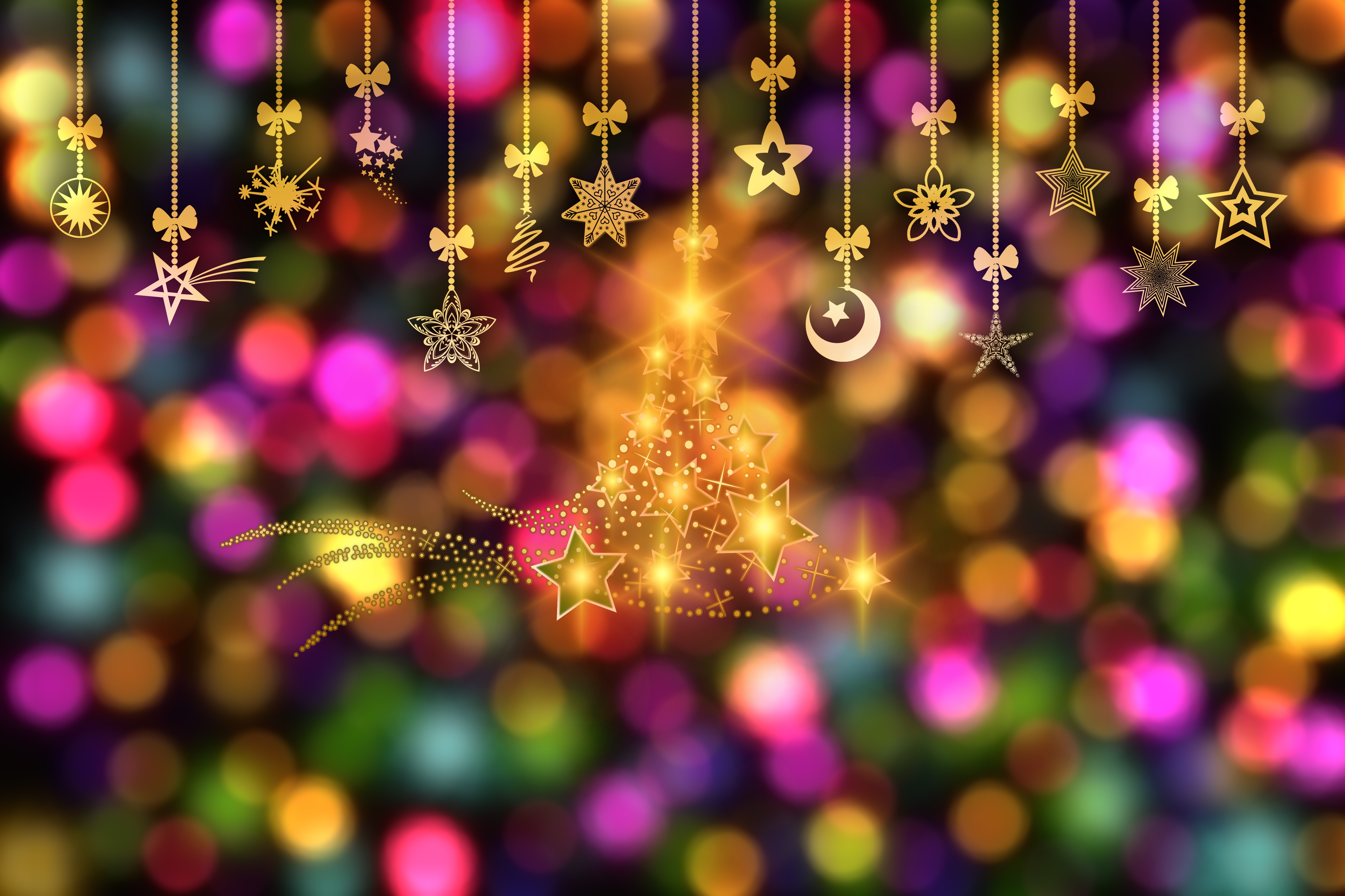 Free download wallpaper Light, Christmas, Holiday, Bokeh on your PC desktop