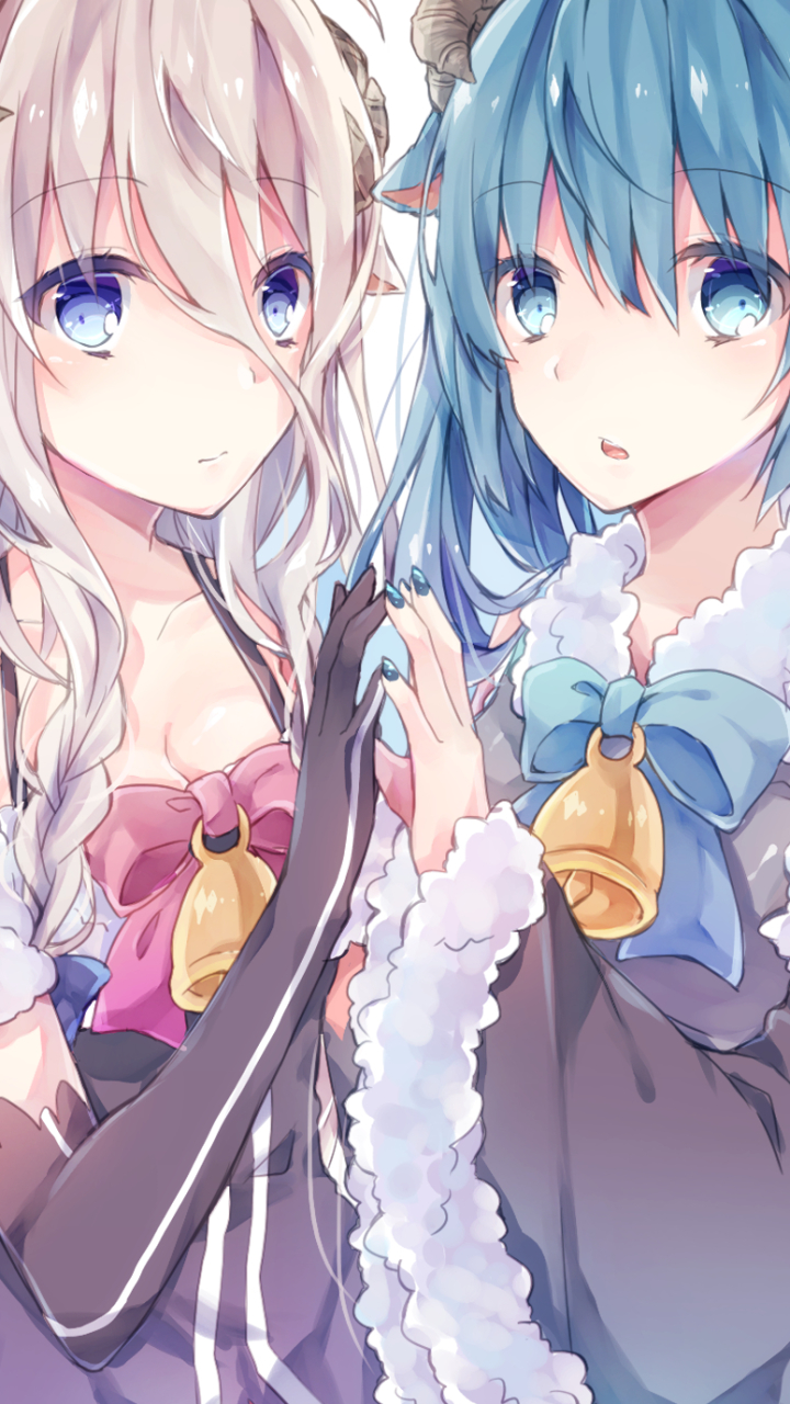 Handy-Wallpaper Vocaloid, Handschuh, Blaue Augen, Blaue Haare, Hatsune Miku, Animes, Weißes Haar, Schleife (Kleidung), Ia (Vocaloid) kostenlos herunterladen.