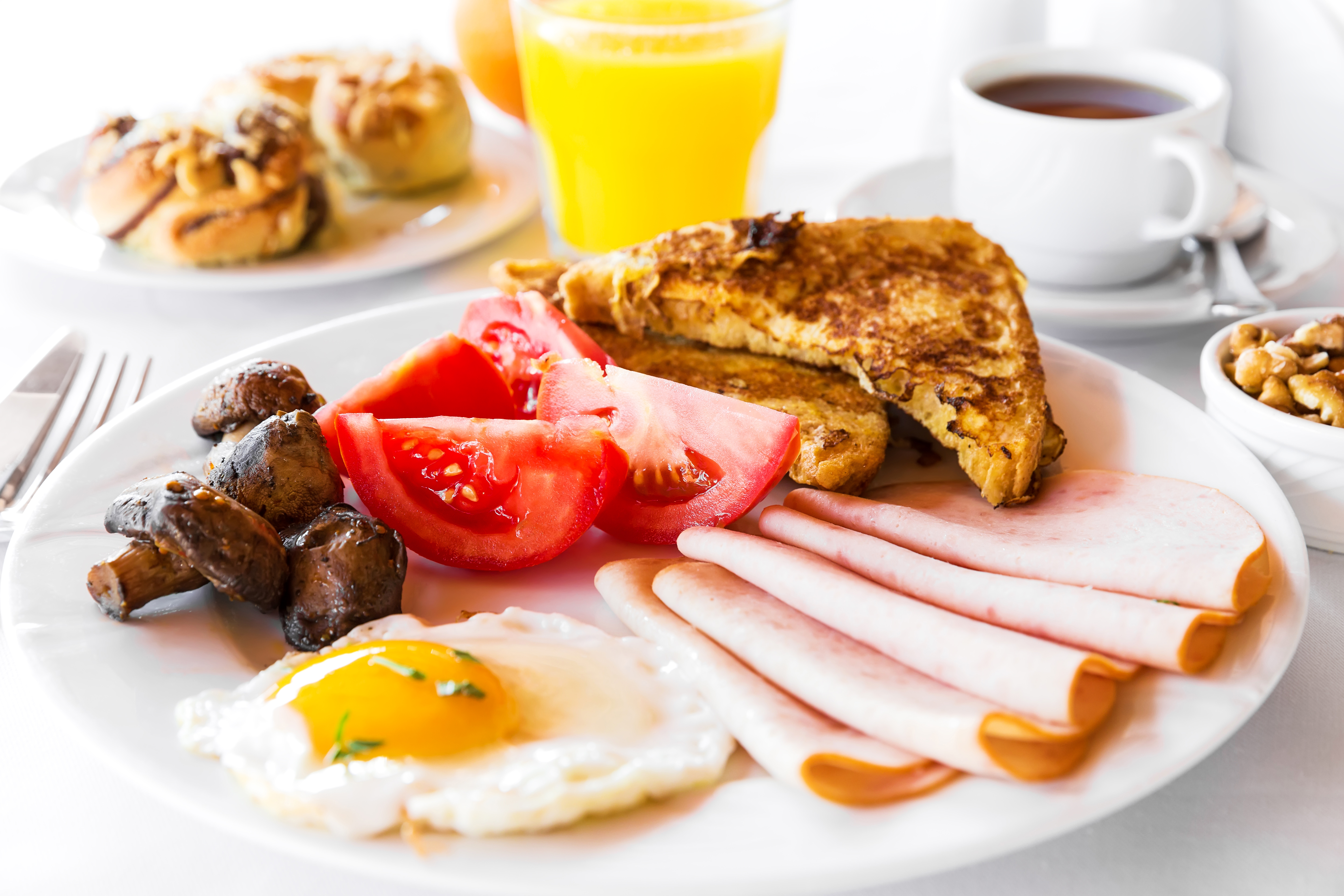 PCデスクトップに卵, 肉, キノコ, トマト, 朝ごはん, 食べ物画像を無料でダウンロード