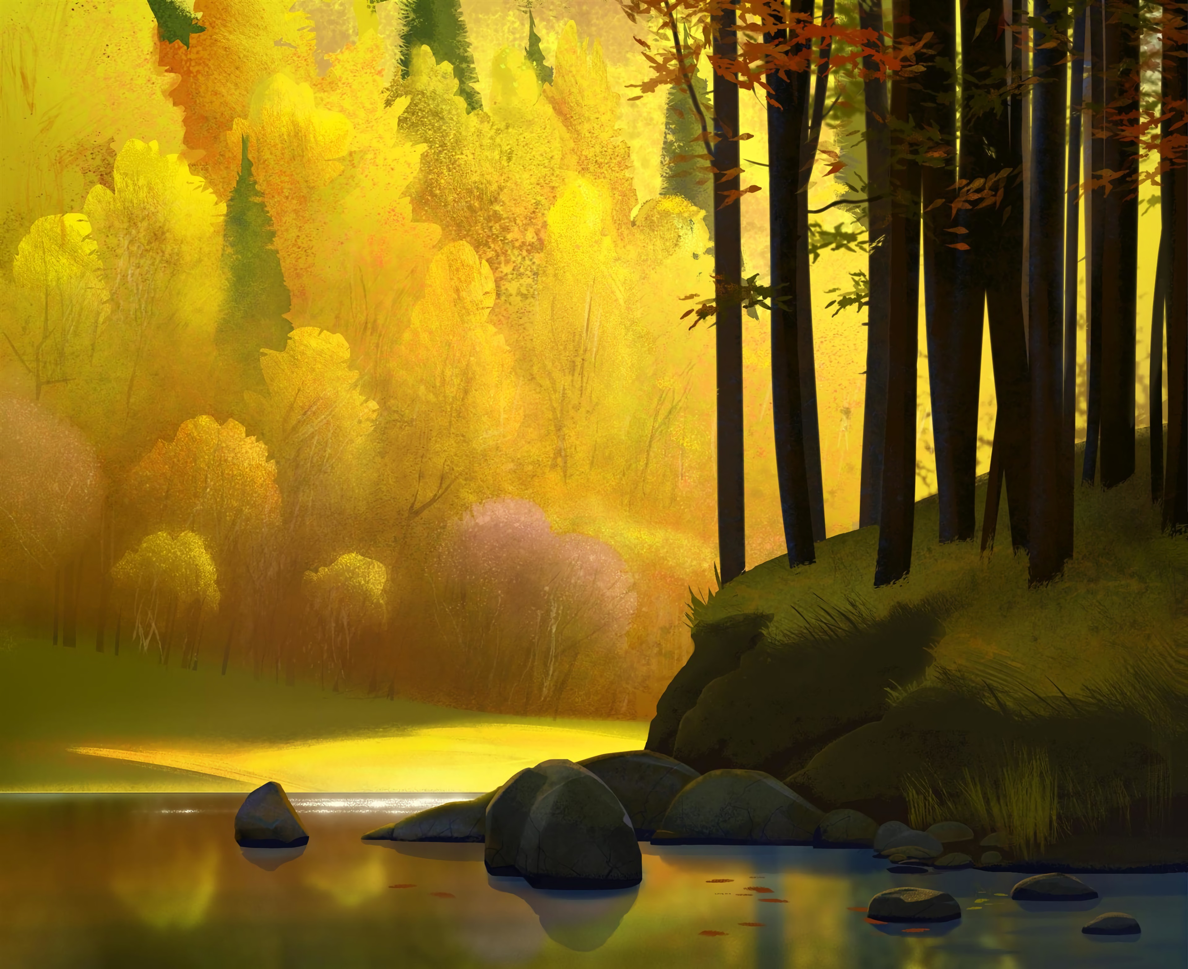 Free download wallpaper Trees, Autumn, Art, Landscape on your PC desktop