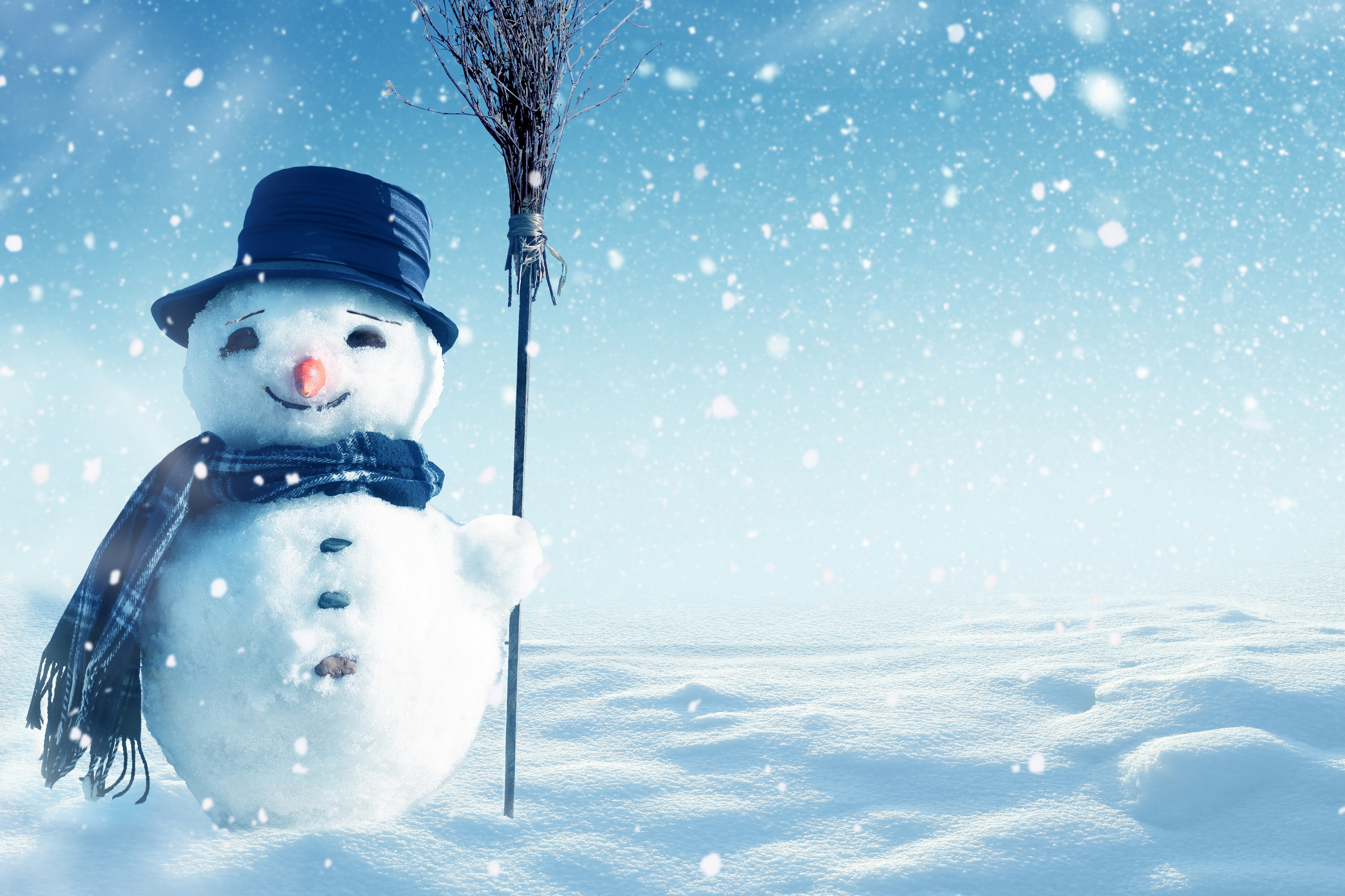 Скачать картинку Снег, Снеговик, Художественные в телефон бесплатно.