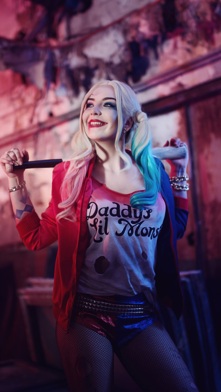 Handy-Wallpaper Frauen, Harley Quinn, Cosplay, Selbstmordkommando kostenlos herunterladen.