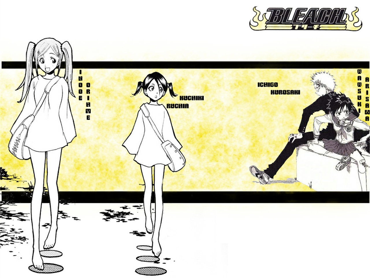 Download mobile wallpaper Anime, Bleach, Rukia Kuchiki, Ichigo Kurosaki, Orihime Inoue, Tatsuki Arisawa for free.