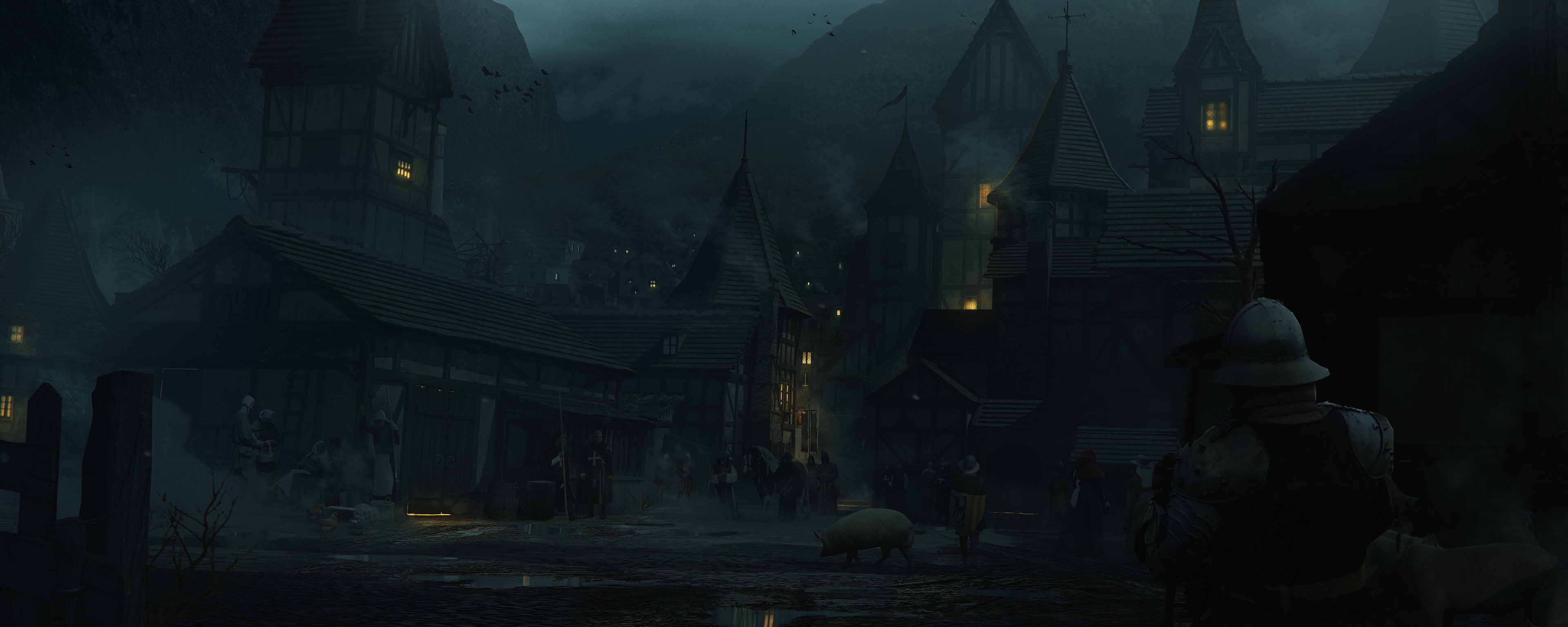 Download mobile wallpaper Dark, Town for free.