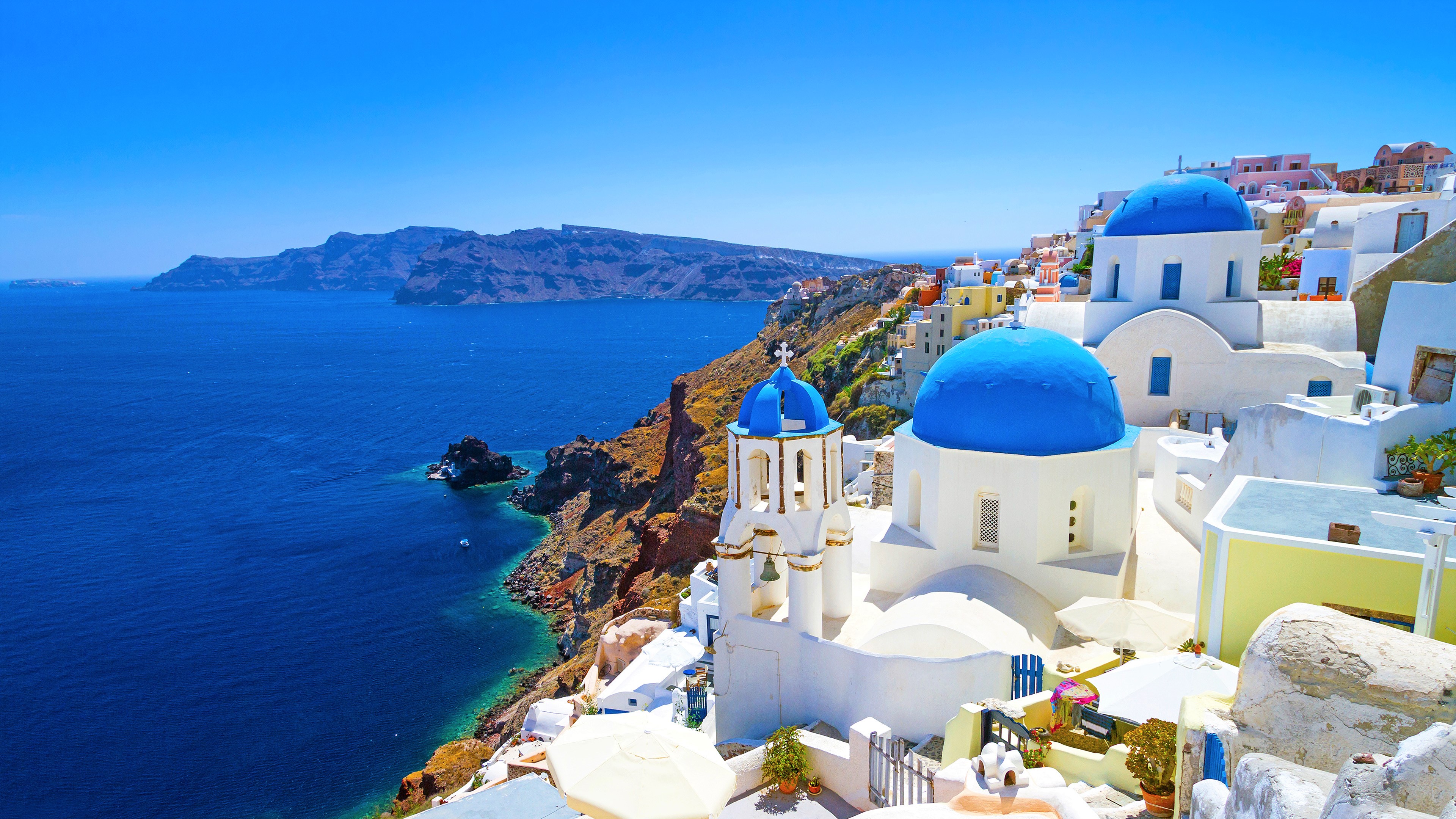 santorini, architecture, man made, greece, house, town, towns