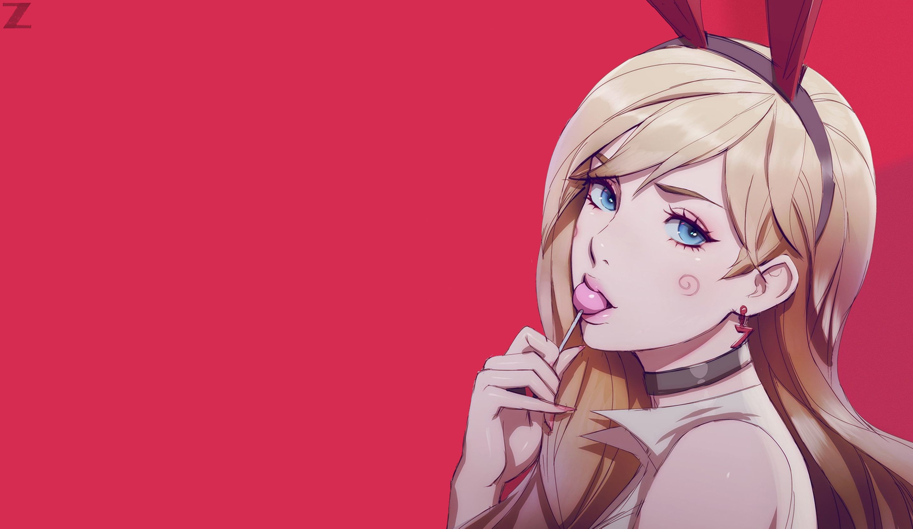 Download mobile wallpaper Anime, Blonde, Face, Lollipop, Blue Eyes, Original for free.