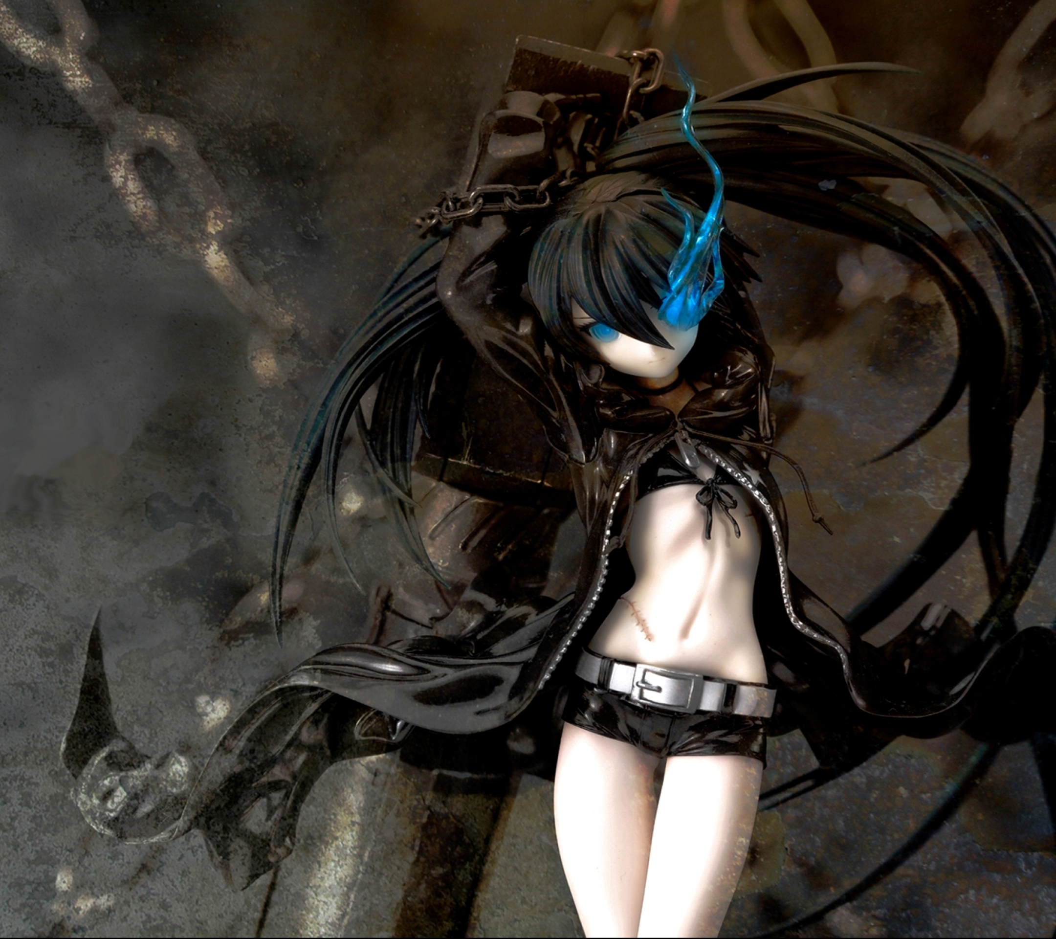Download mobile wallpaper Anime, Black Rock Shooter, Flame, Figurine, Twintails, Mato Kuroi for free.