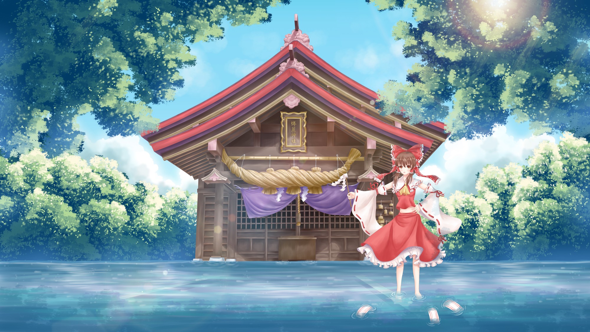Download mobile wallpaper Anime, Landscape, Touhou, Reimu Hakurei for free.
