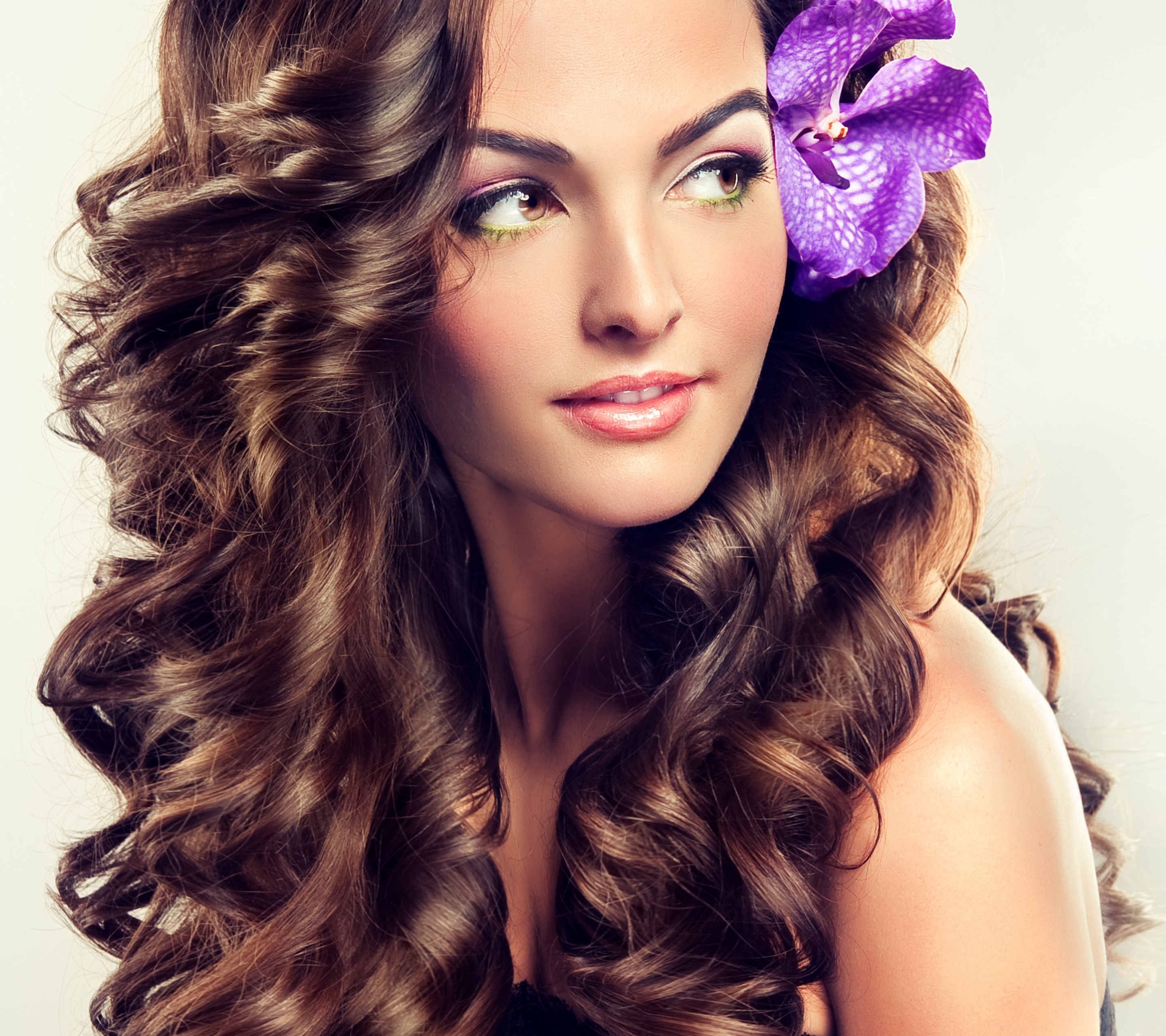 Download mobile wallpaper Flower, Hair, Model, Women, Curl for free.