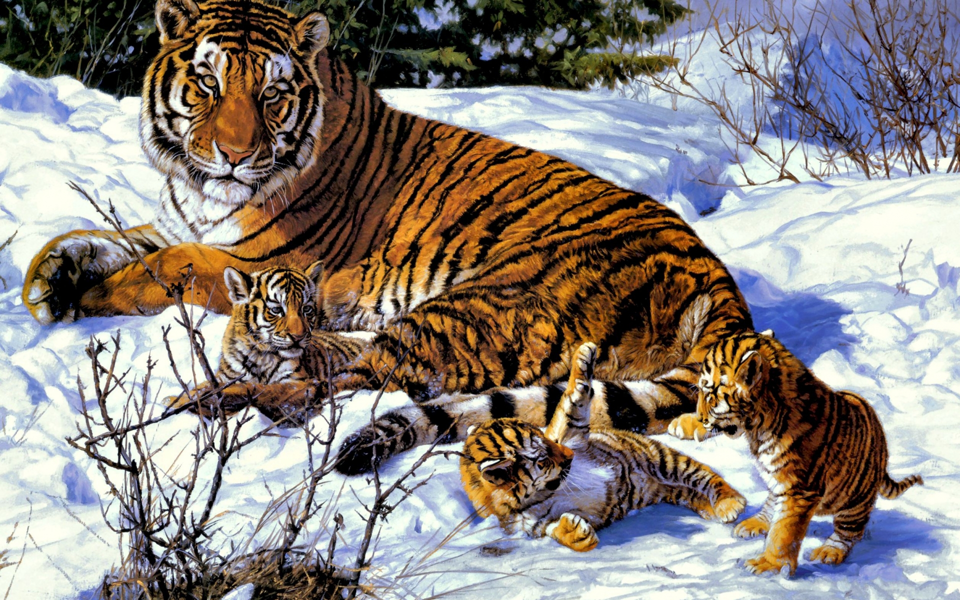 37392 завантажити шпалери тигри, тварини, малюнки - заставки і картинки безкоштовно