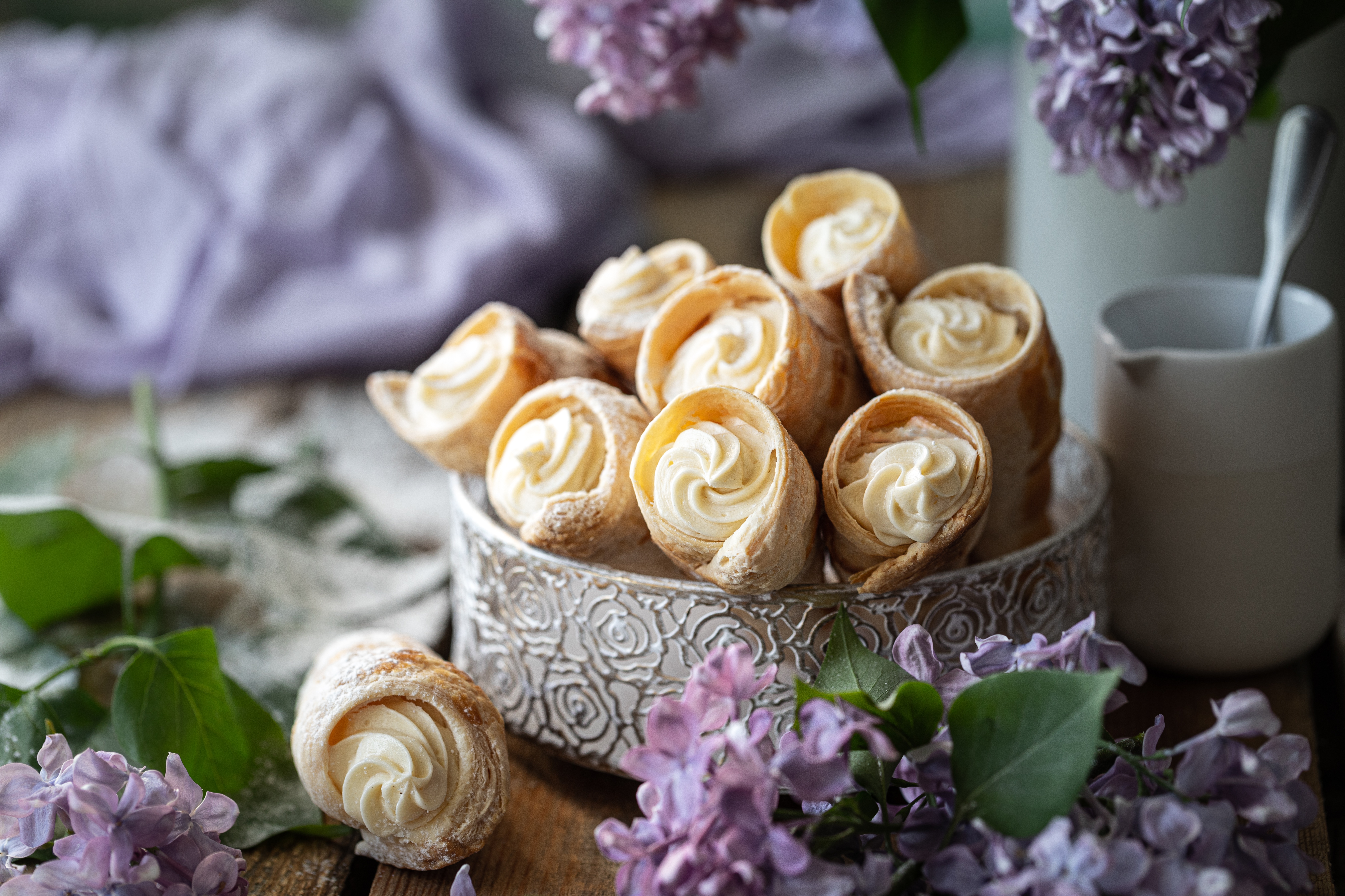 Download mobile wallpaper Food, Lilac, Dessert, Still Life, Pastry for free.