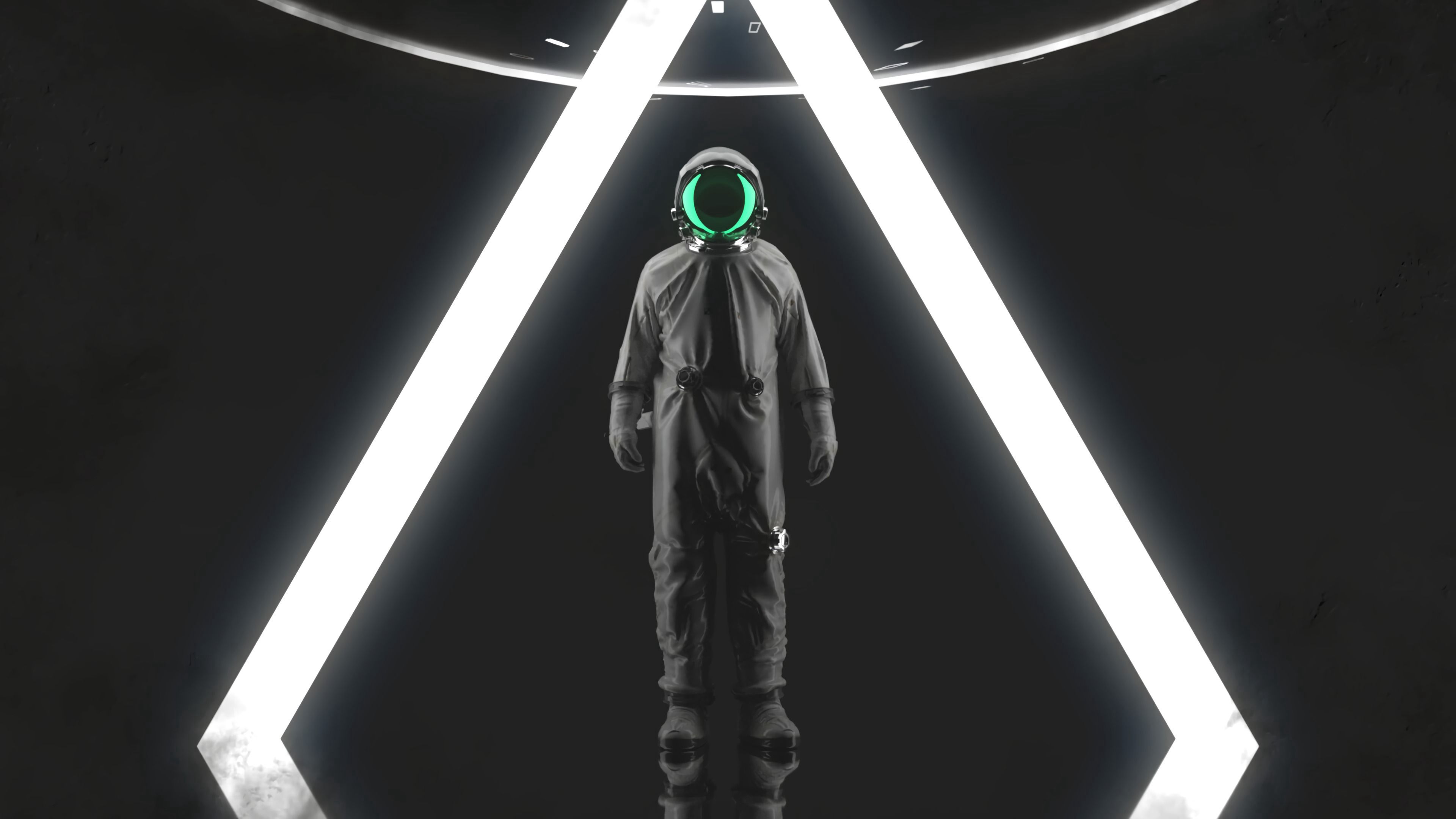 triangle, cosmonaut, miscellanea, miscellaneous, spacesuit, space suit phone background