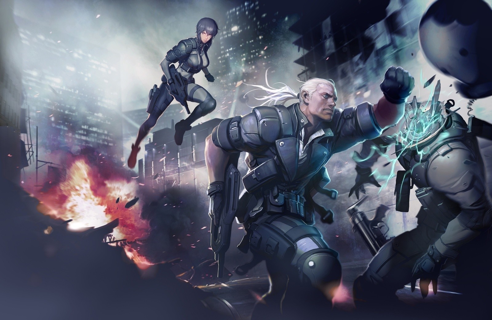 Free download wallpaper Anime, Weapon, Robot, Explosion, Battle, Ghost In The Shell on your PC desktop