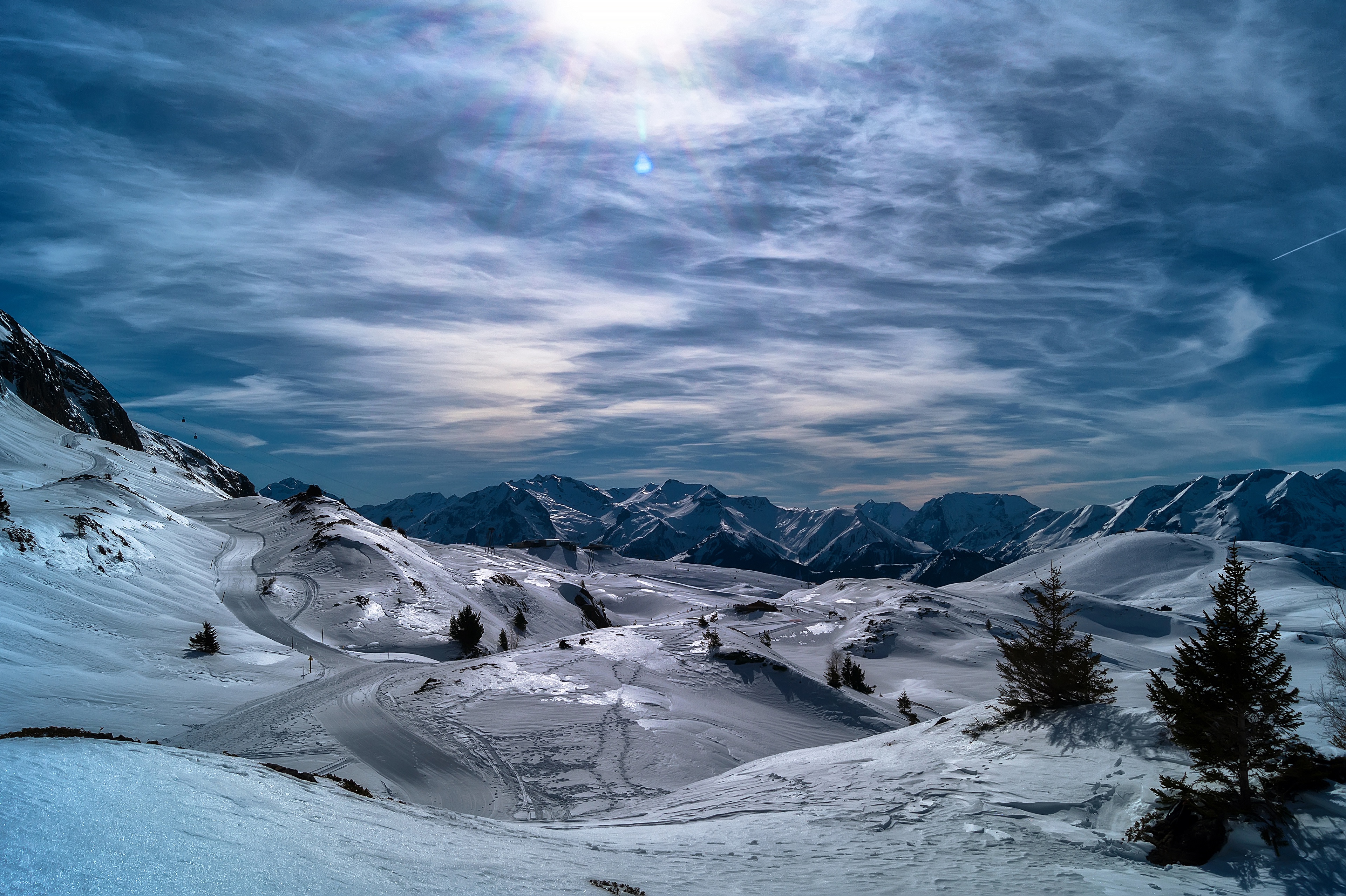 Laden Sie das Winter, Schnee, Gebirge, Wolke, Tanne, Himmel, Erde/natur-Bild kostenlos auf Ihren PC-Desktop herunter