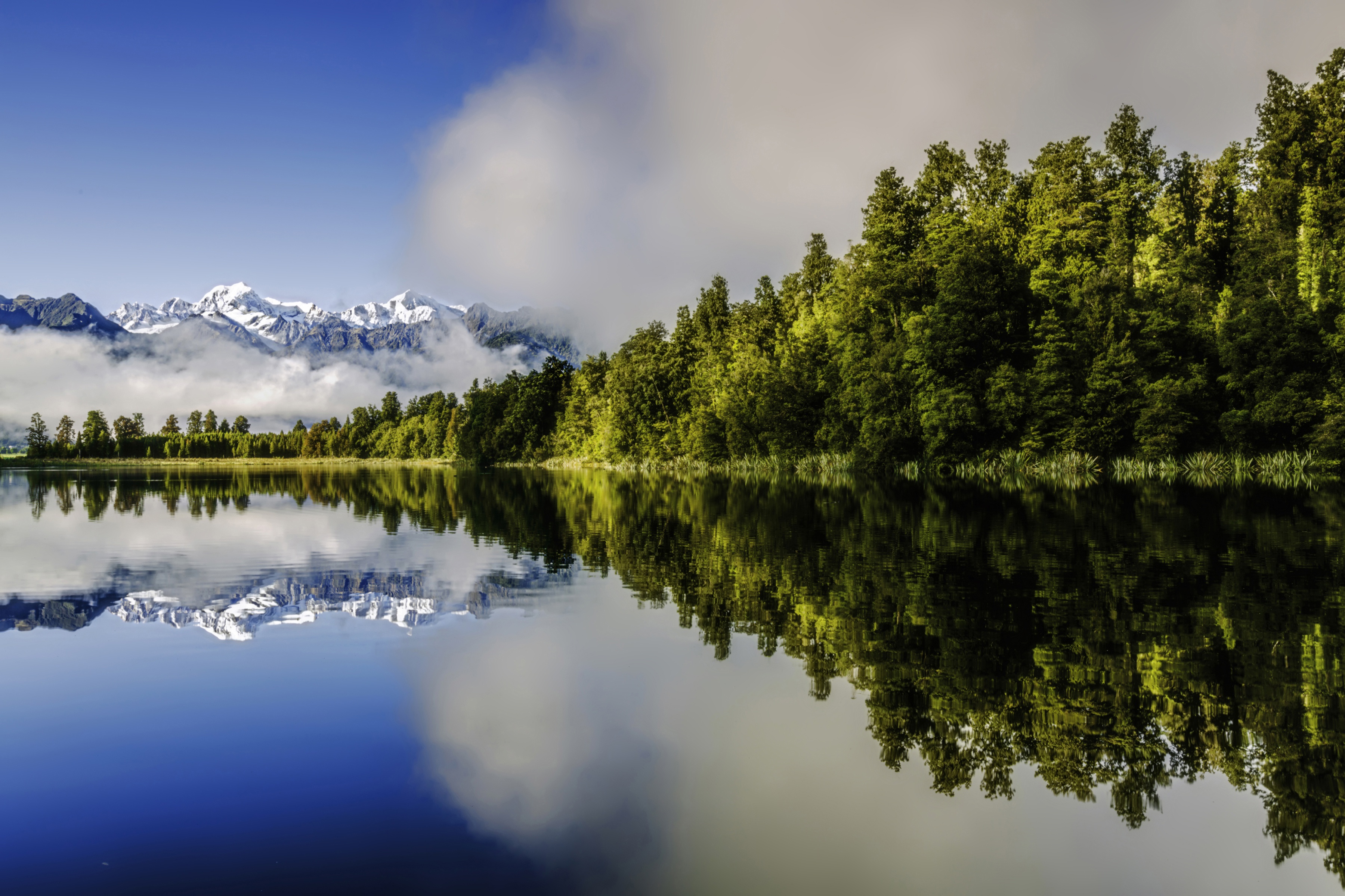 Download mobile wallpaper Nature, Mountain, Lake, Reflection, Tree, Earth, Cloud for free.