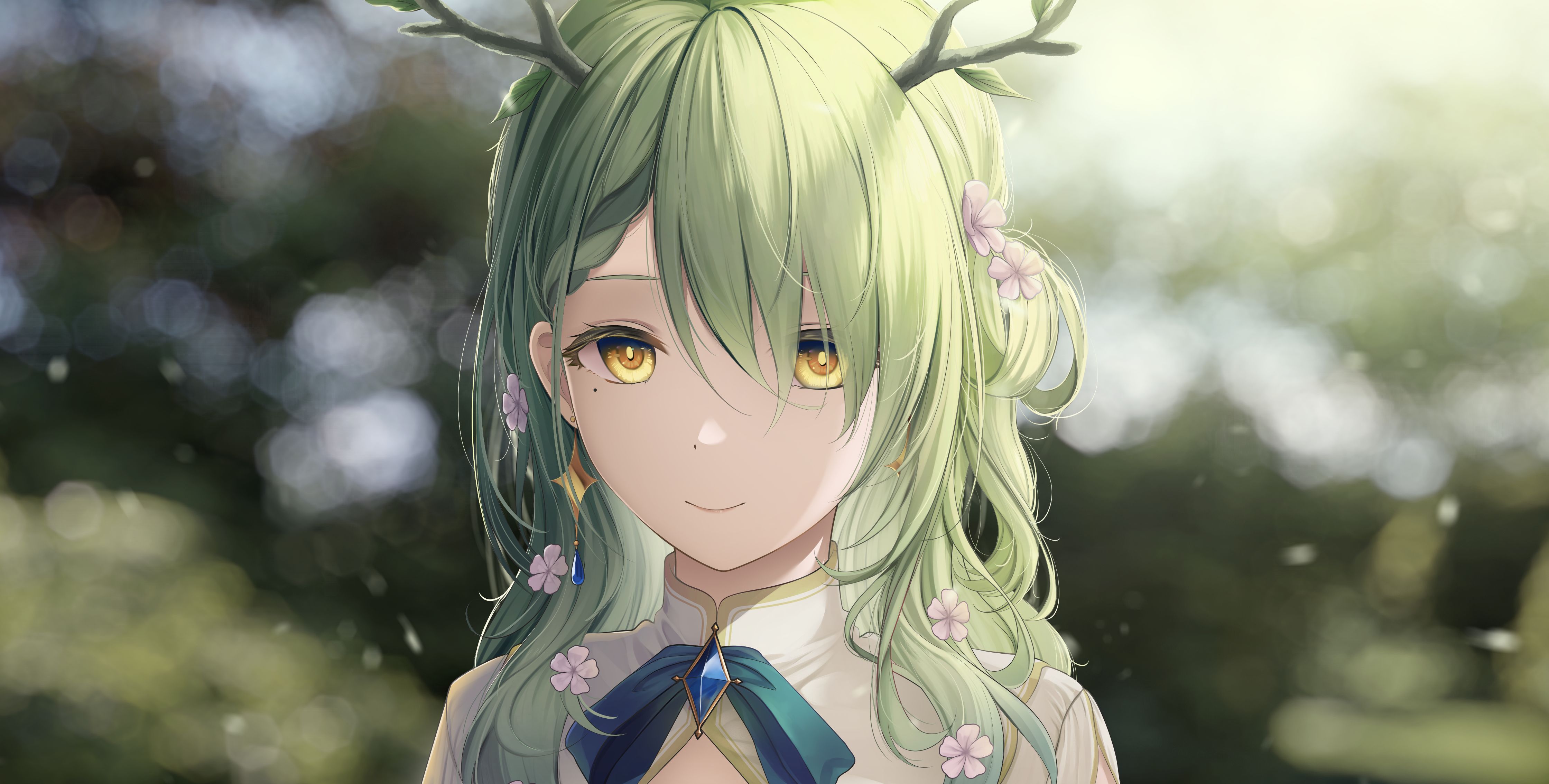 Download mobile wallpaper Anime, Green Hair, Virtual Youtuber, Hololive, Ceres Fauna for free.
