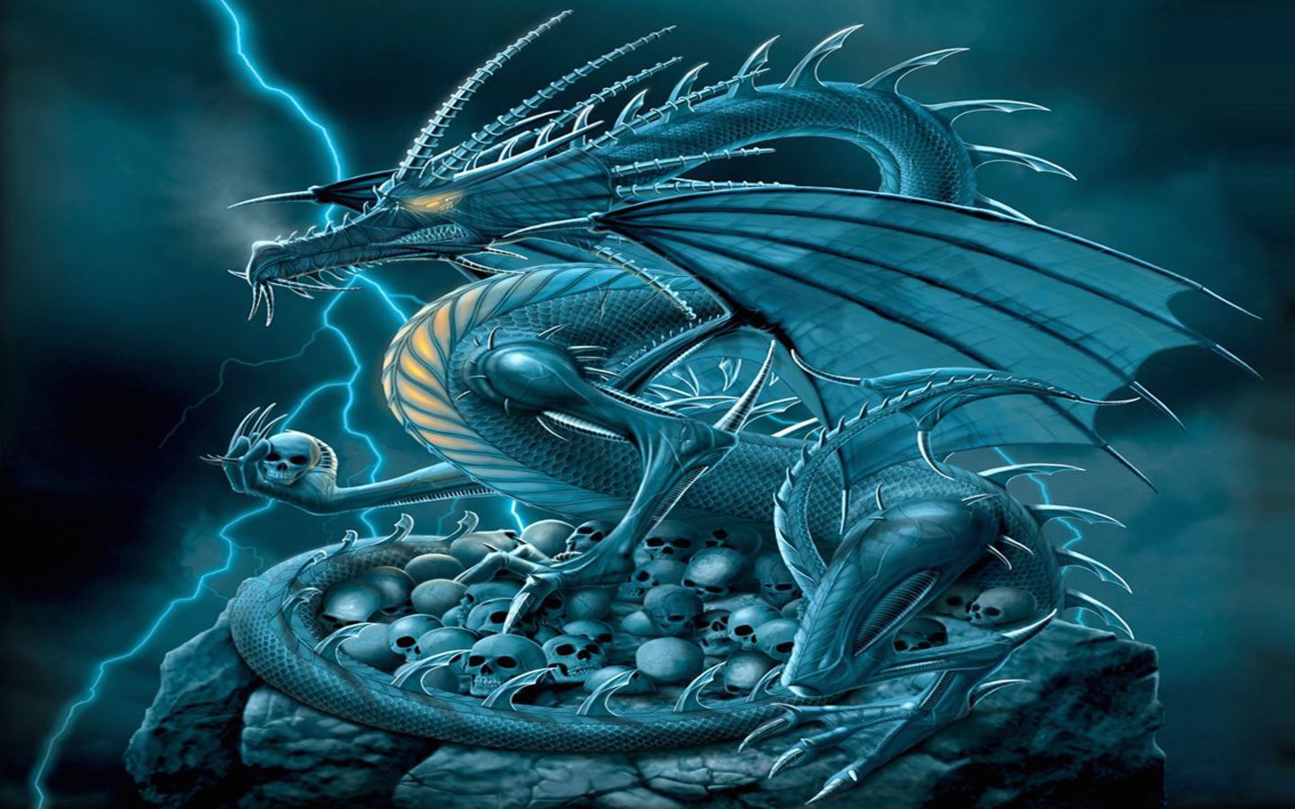 fantasy, dragons, turquoise