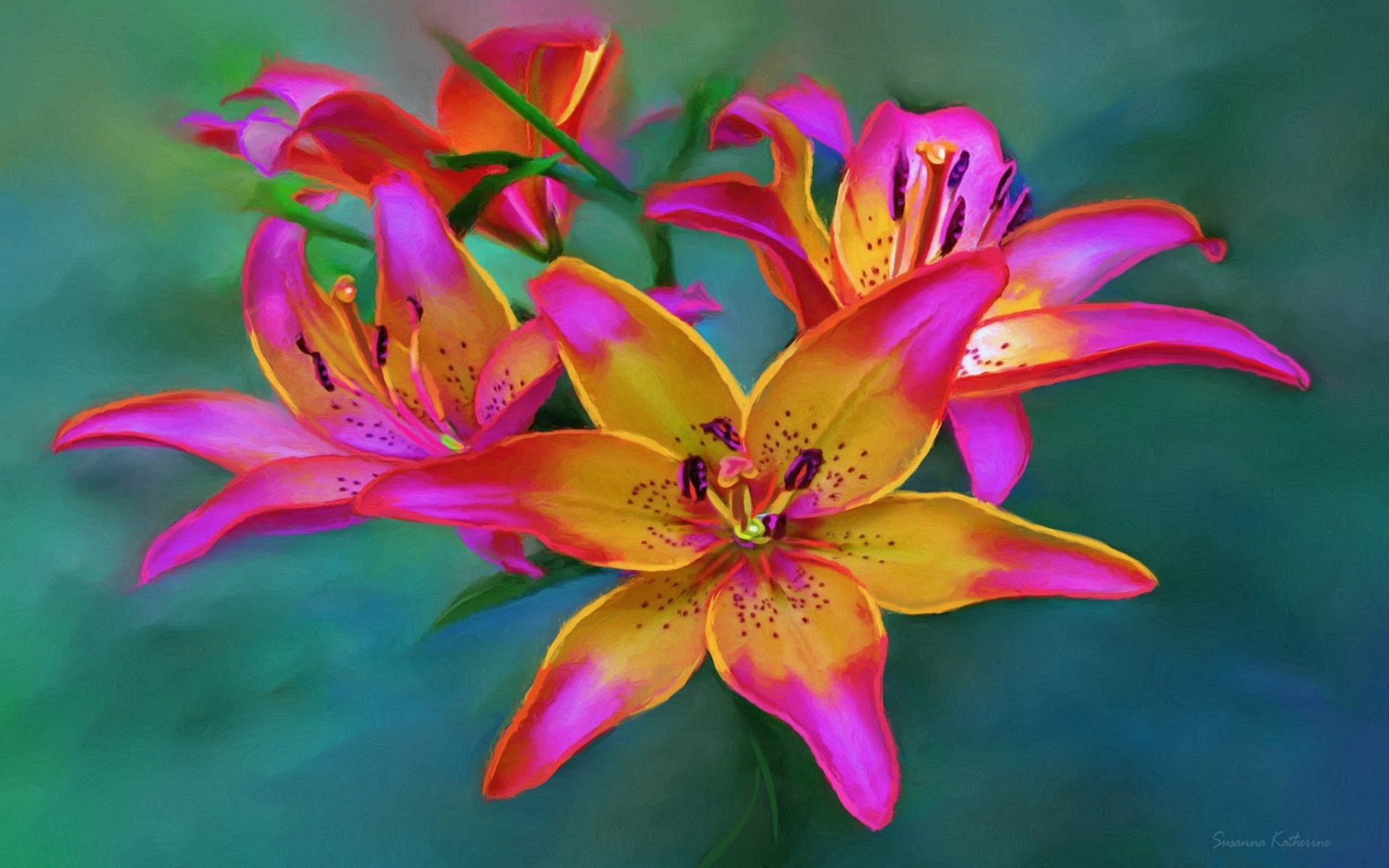 Free download wallpaper Flower, Colors, Colorful, Lily, Painting, Artistic on your PC desktop