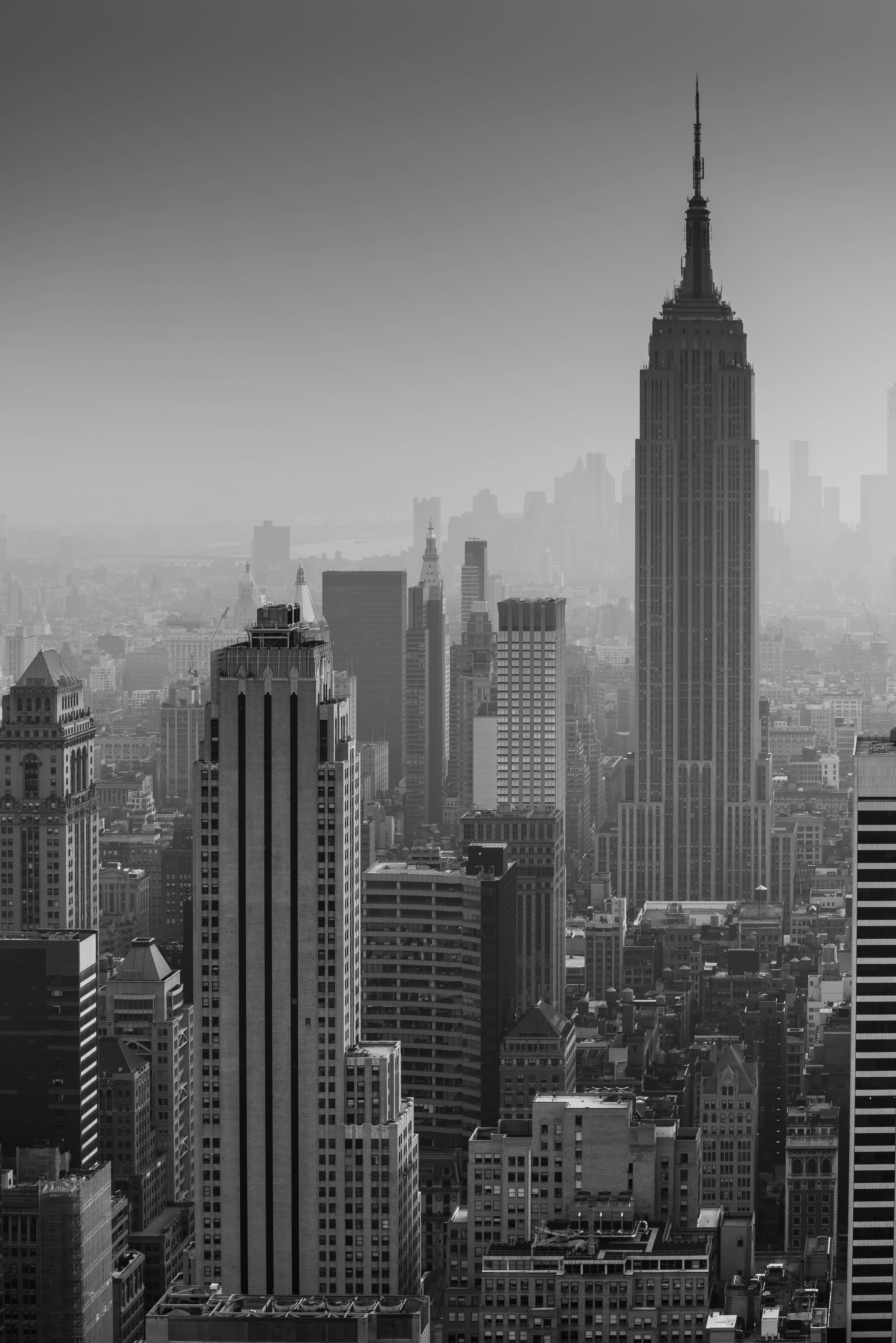 152159 descargar imagen nueva york, ciudades, arquitectura, ciudad, rascacielos, edificio, vista desde arriba, bw, chb: fondos de pantalla y protectores de pantalla gratis