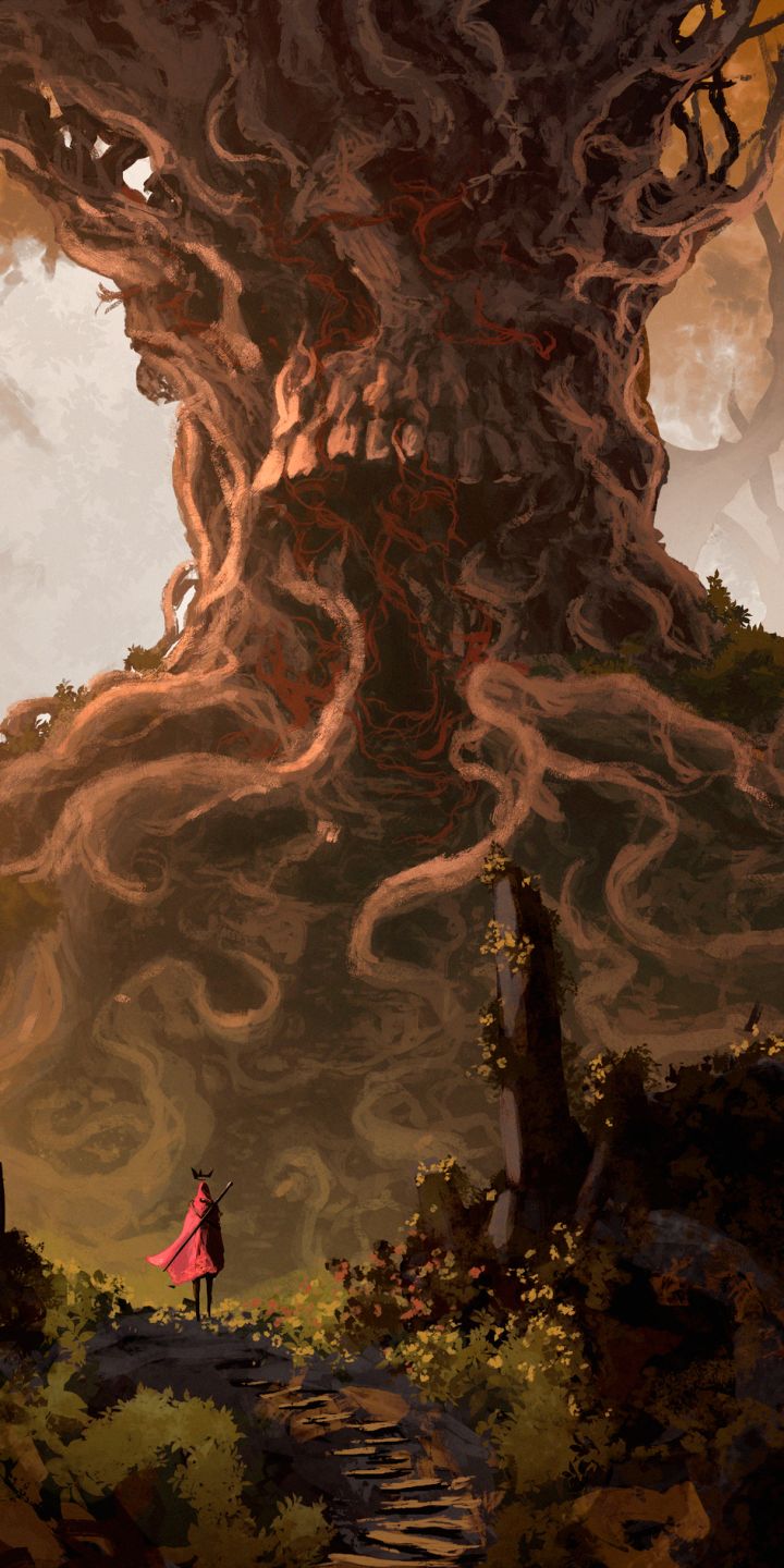 Download mobile wallpaper Fantasy, Tree, Warrior for free.