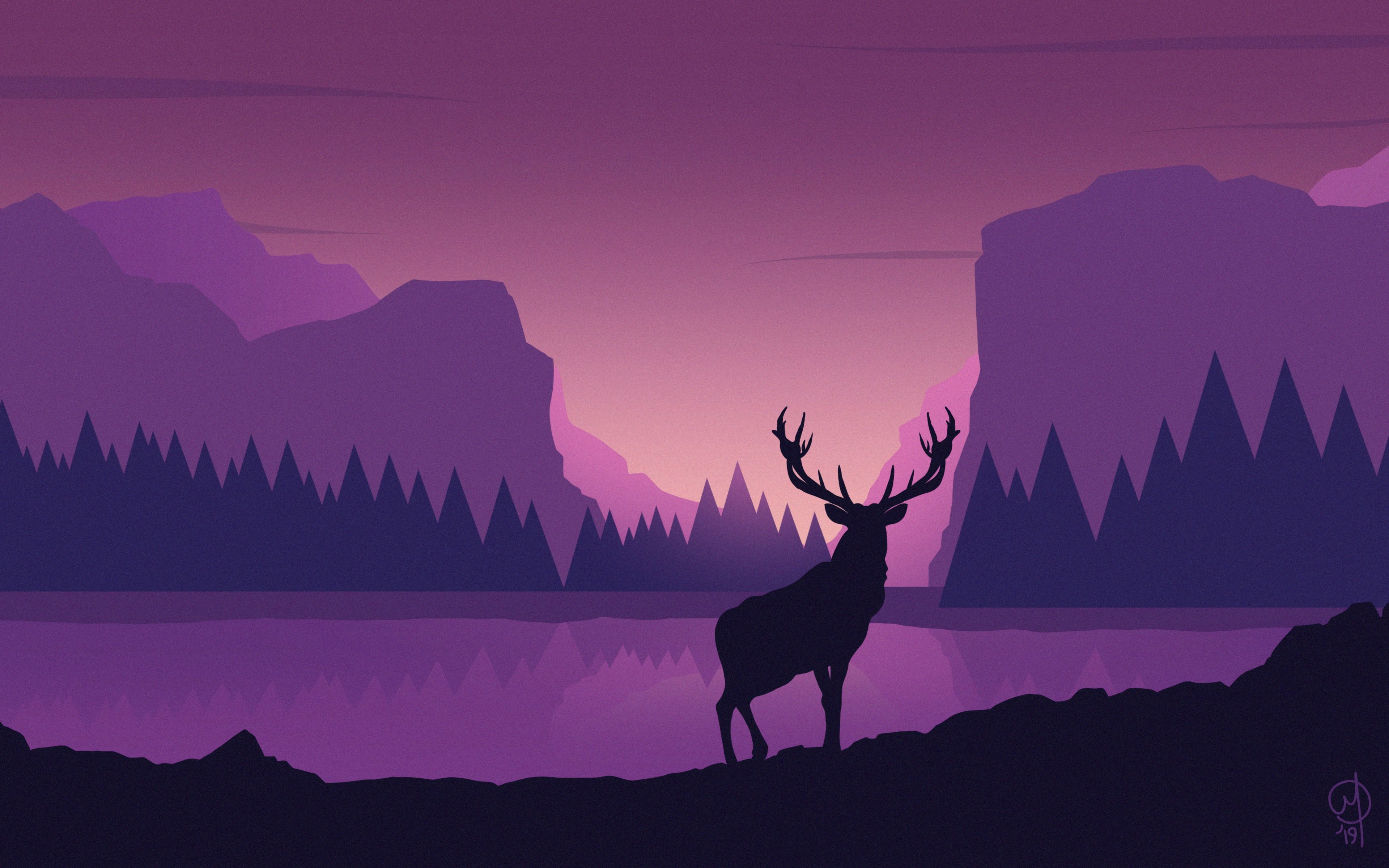 Free download wallpaper Sunset, Animal, Deer on your PC desktop