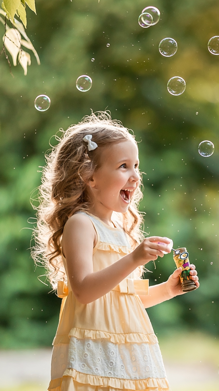 Download mobile wallpaper Child, Blonde, Photography, Bubble, Little Girl, Depth Of Field for free.