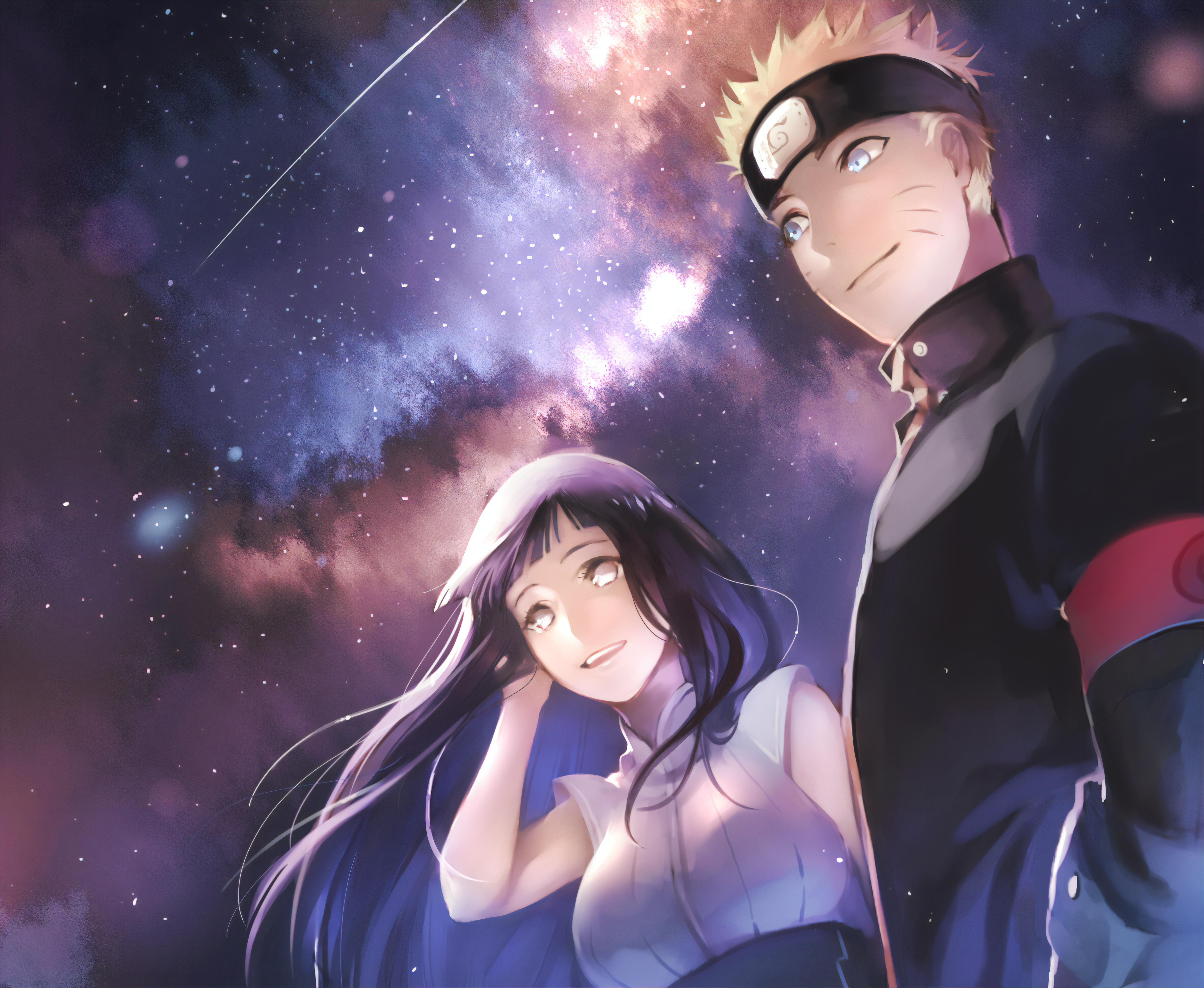 Laden Sie das Naruto, Animes, Hinata Hyuga, Naruto Uzumaki, Sternenklarer Himmel-Bild kostenlos auf Ihren PC-Desktop herunter