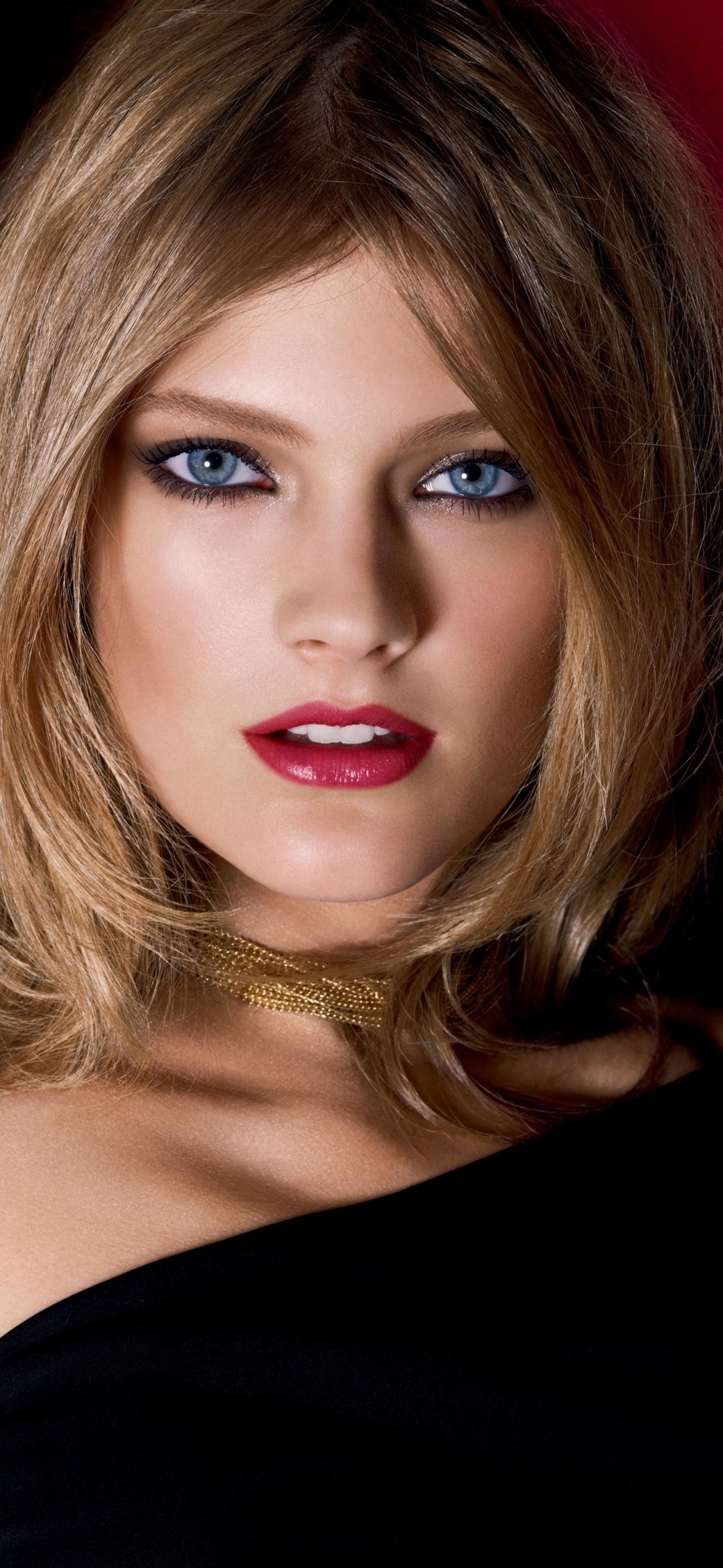 Download mobile wallpaper Blonde, Pretty, Face, Women, Blue Eyes, Lipstick for free.