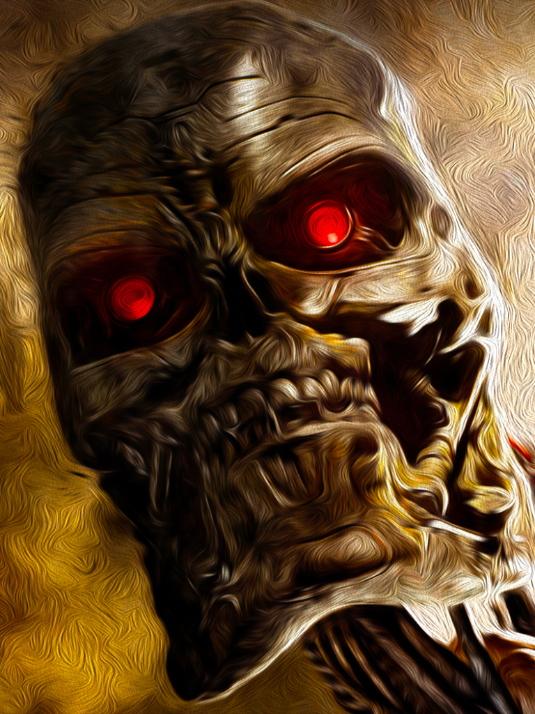 Download mobile wallpaper Terminator, Movie, The Terminator, Oil Painting for free.