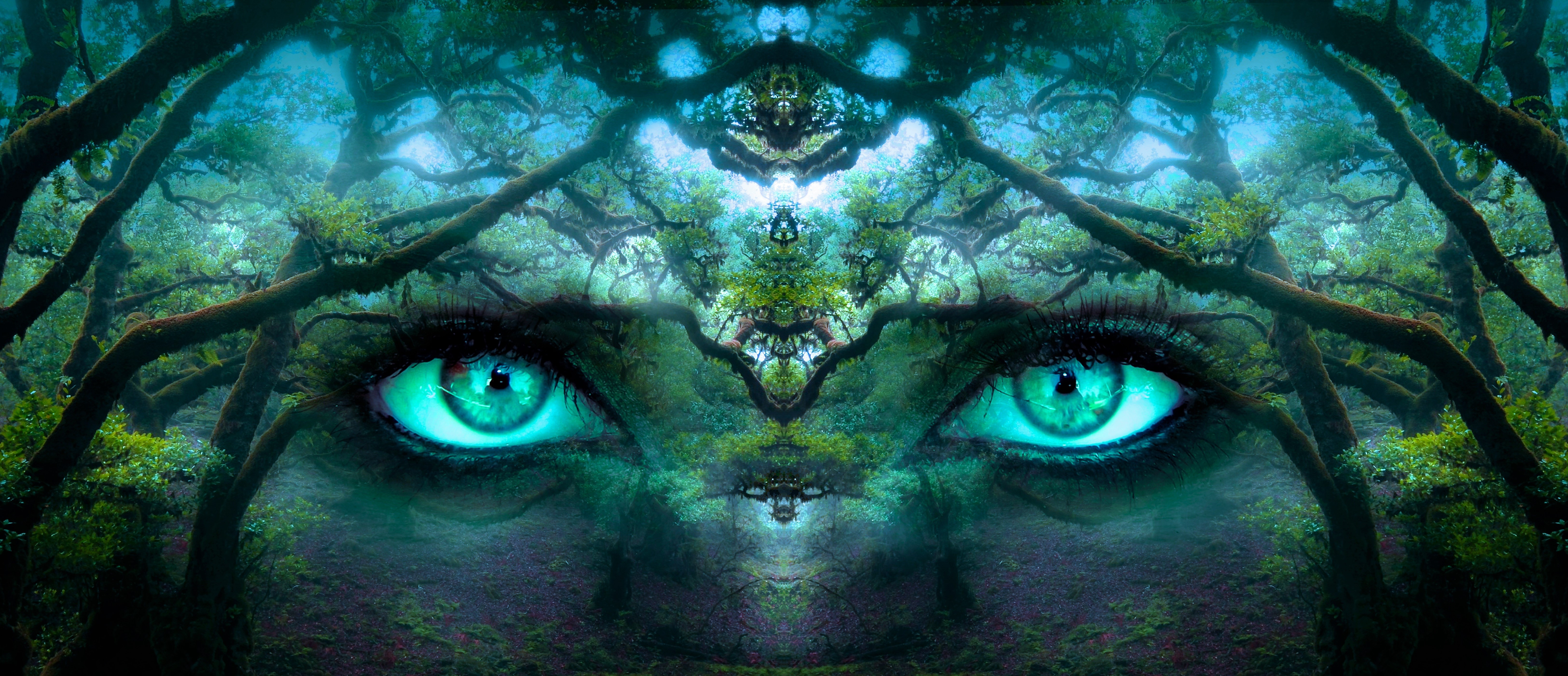 Free download wallpaper Fantasy, Sky, Artistic, Face, Eye, Blue Eyes on your PC desktop