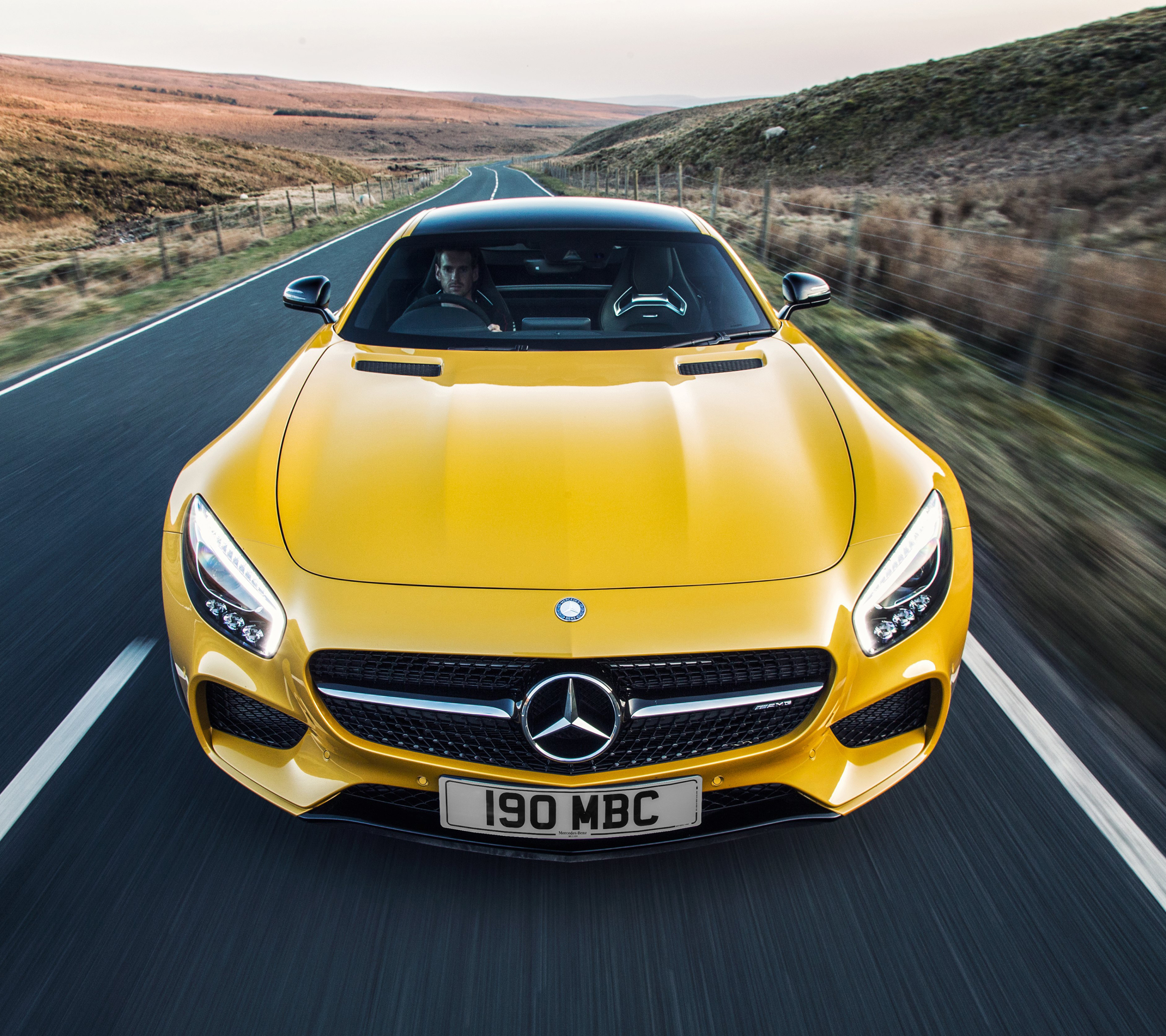 Download mobile wallpaper Car, Mercedes Benz, Supercar, Vehicle, Vehicles, Yellow Car, Mercedes Amg Gt for free.