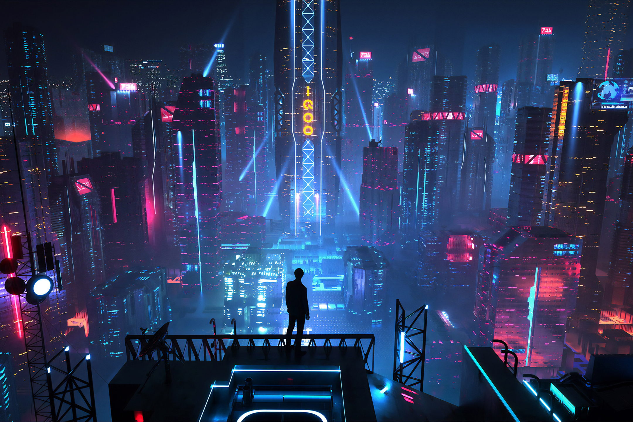 Laden Sie das Science Fiction, Nacht, Futuristisch, Großstadt-Bild kostenlos auf Ihren PC-Desktop herunter