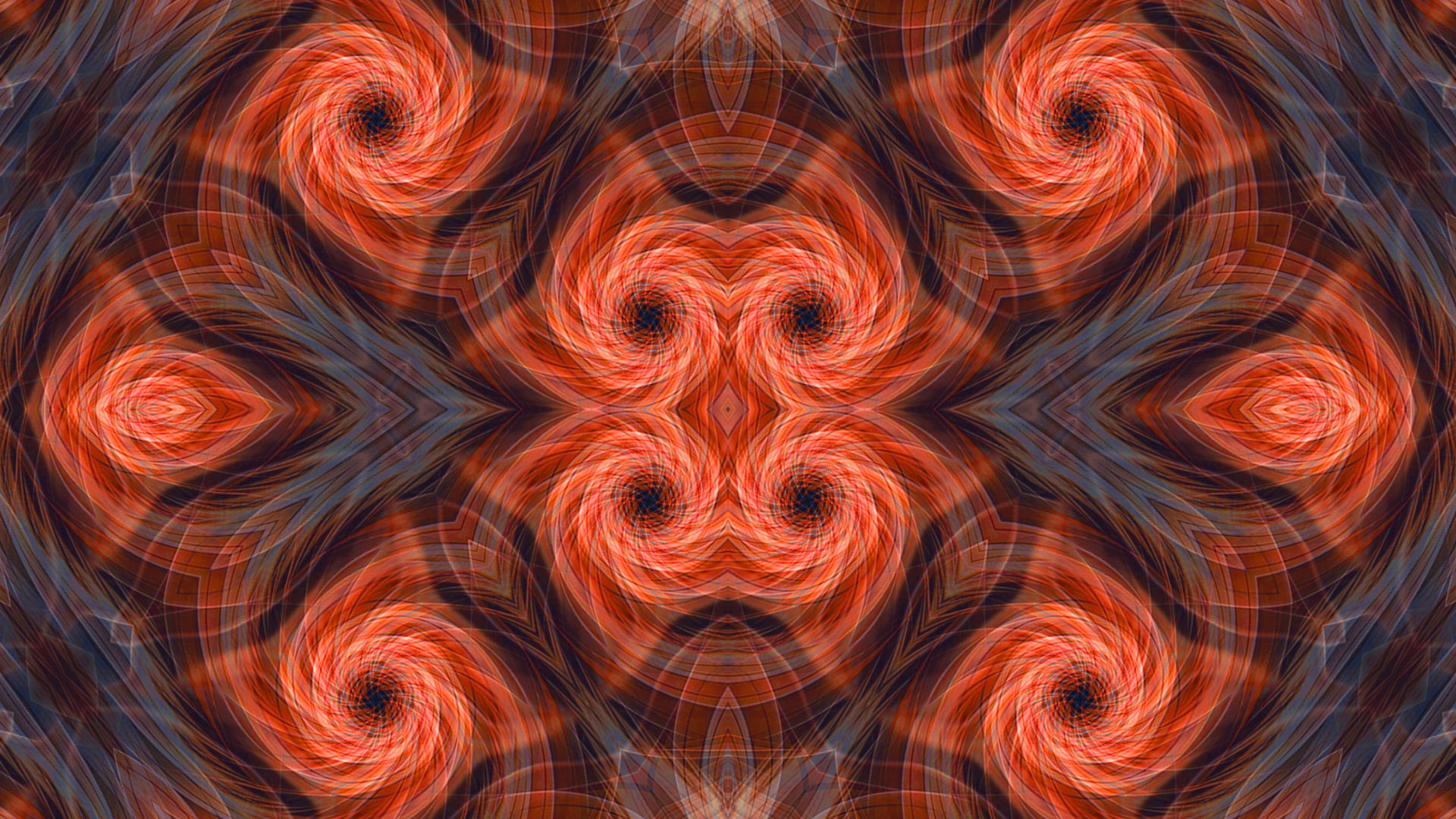 997589 Hintergrundbild herunterladen abstrakt, kaleidoskop, guillochis, orange farbe), spirale - Bildschirmschoner und Bilder kostenlos