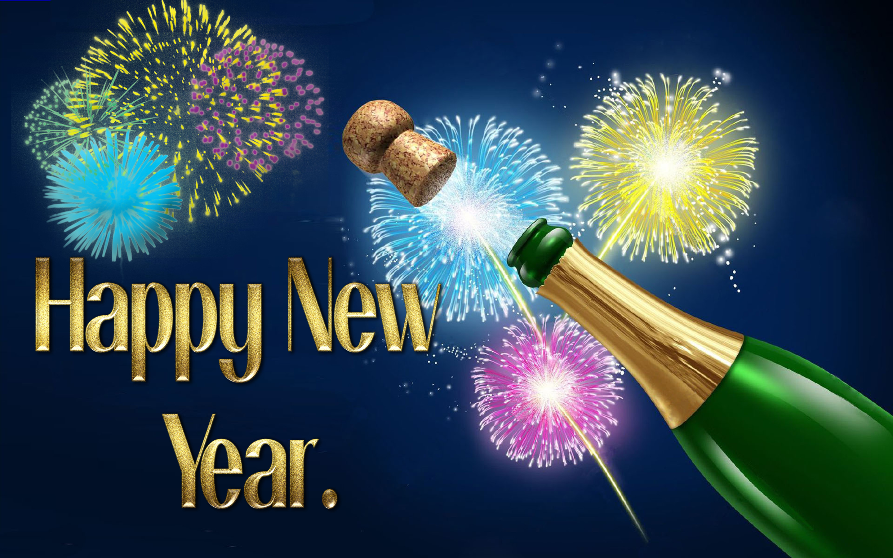 Download mobile wallpaper New Year, Holiday, Fireworks, Champagne for free.