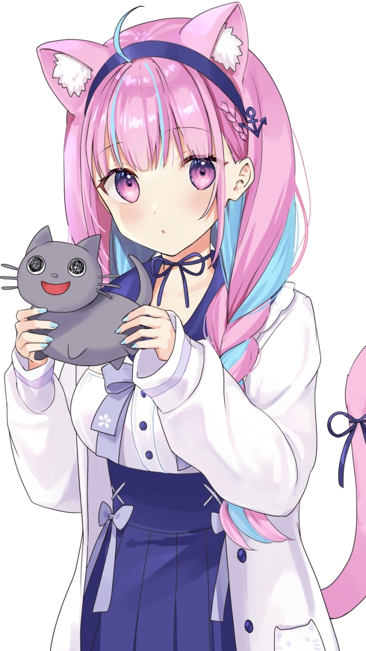Download mobile wallpaper Anime, Pink Hair, Animal Ears, Pink Eyes, Virtual Youtuber, Hololive, Minato Aqua for free.