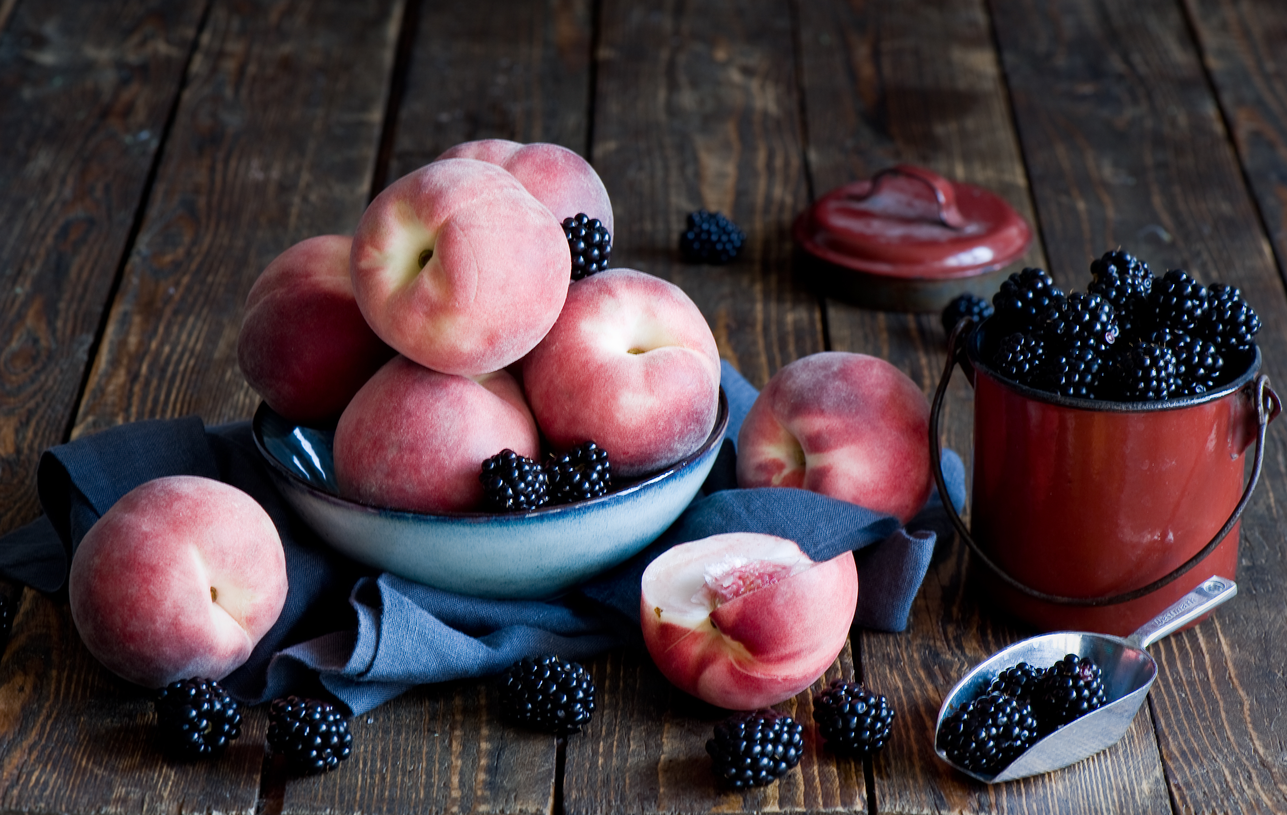 Download mobile wallpaper Fruits, Food, Blackberry, Fruit, Peach for free.