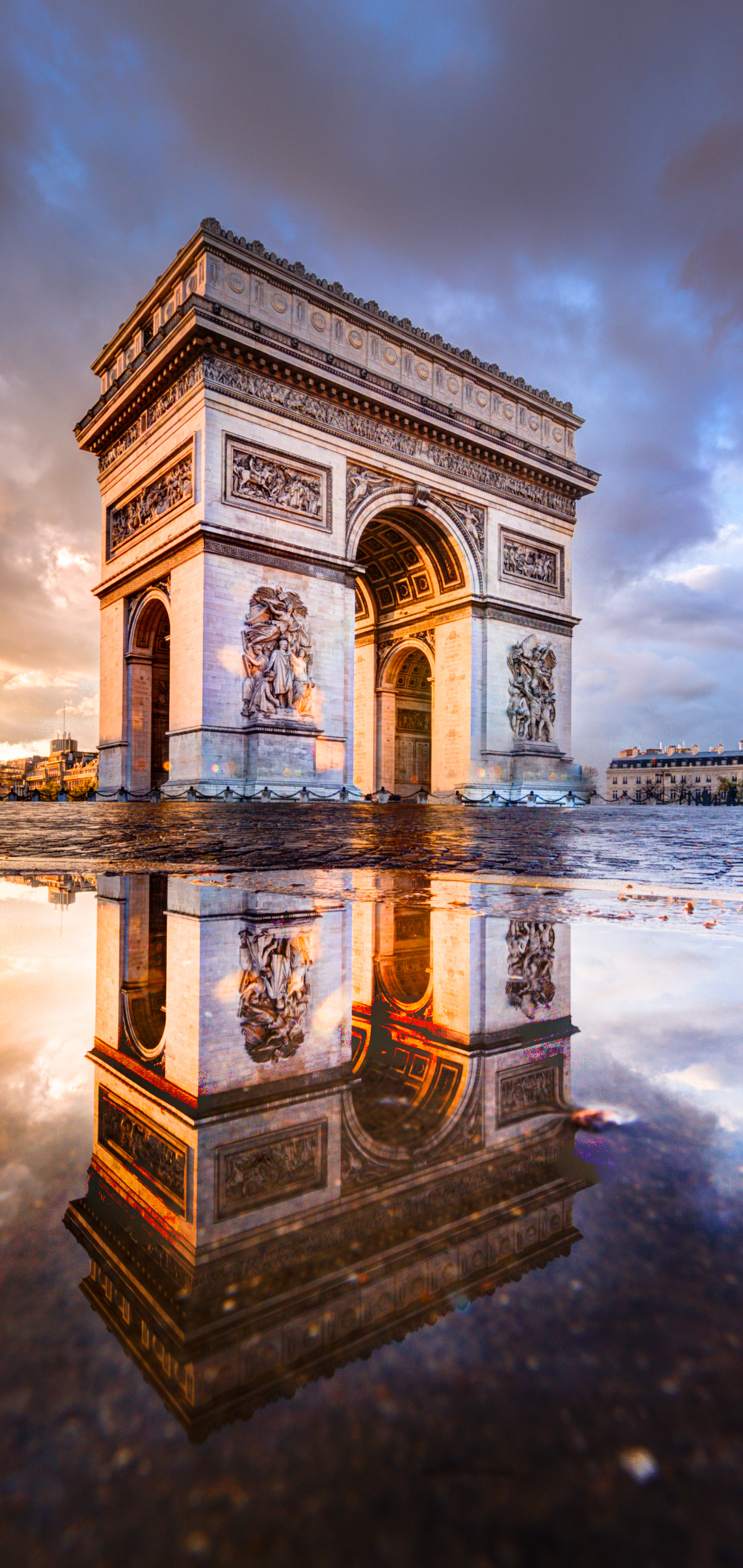 Download mobile wallpaper Paris, Monuments, Reflection, France, Monument, Arc De Triomphe, Man Made for free.