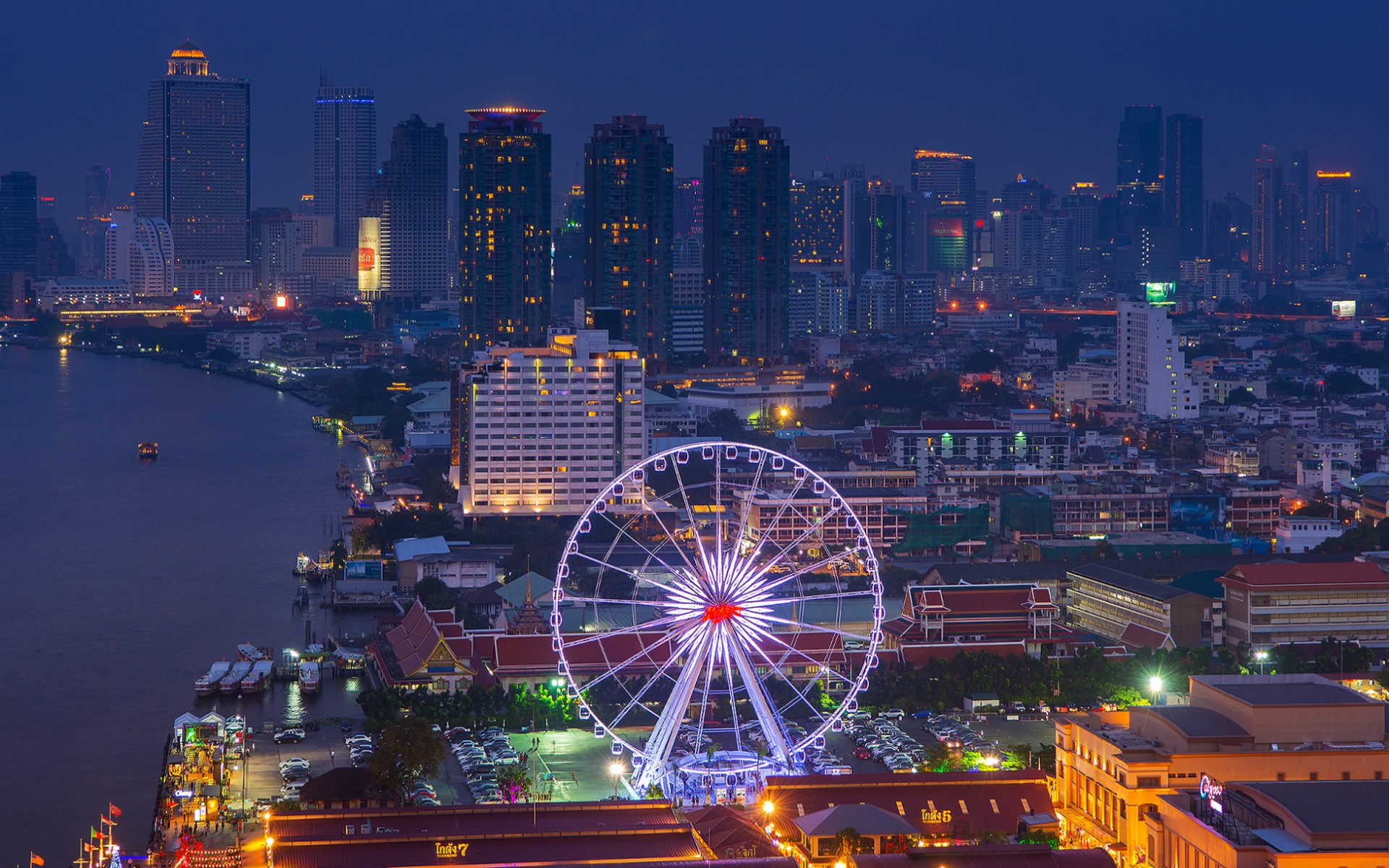 Download mobile wallpaper Bangkok, Ferris Wheel, Thailand, Cities, Man Made for free.