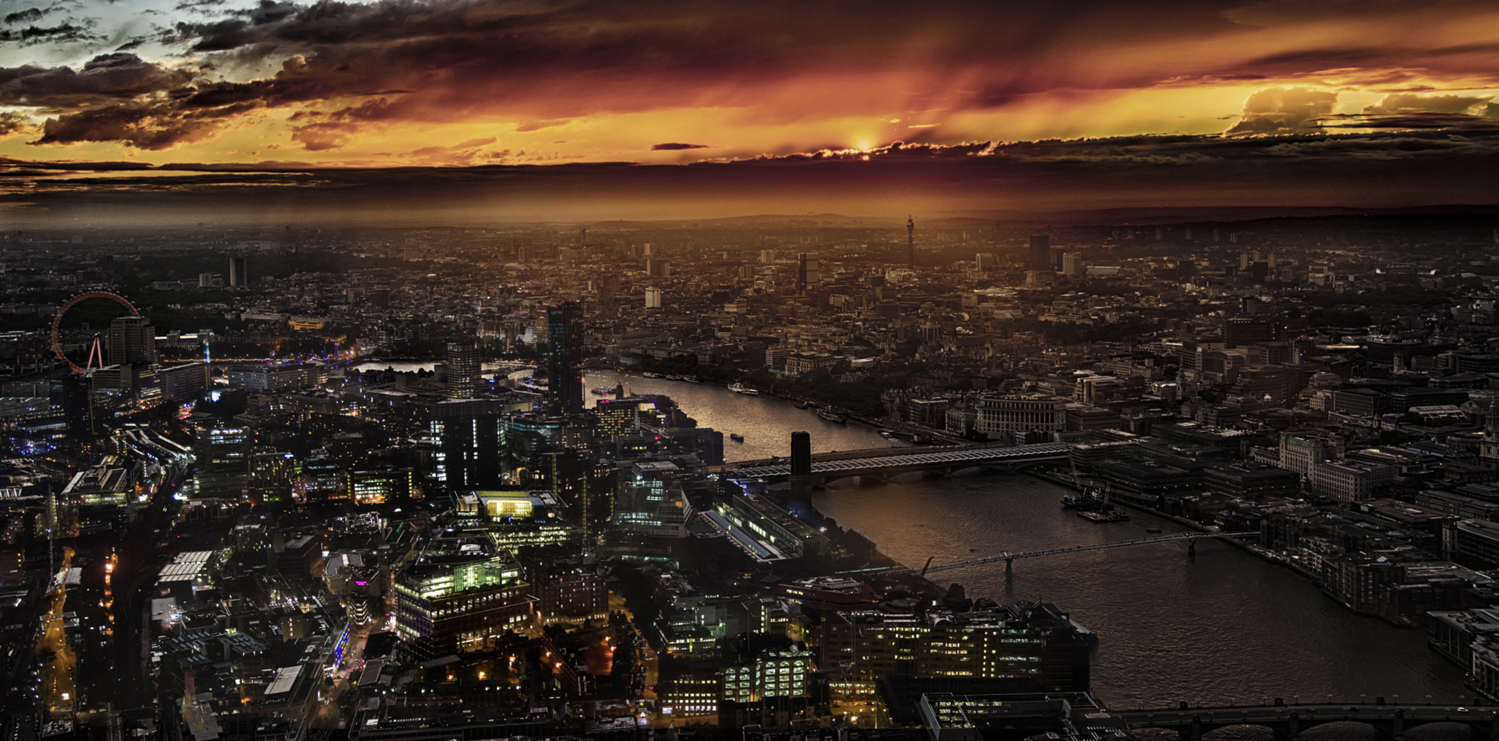 Laden Sie das Städte, London, Gebäude, Horizont, Fluss, Stadtbild, Vereinigtes Königreich, Themse, Sonnenuntergang, Menschengemacht, Großstadt-Bild kostenlos auf Ihren PC-Desktop herunter