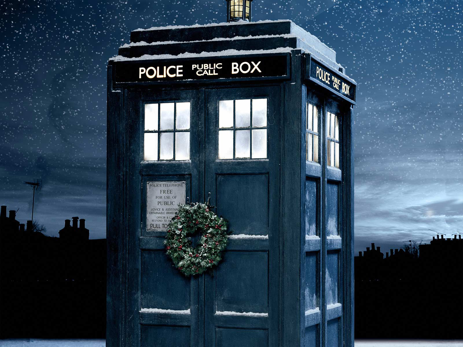 1080365 Hintergrundbild herunterladen weihnachten, fernsehserien, doctor who, tardis - Bildschirmschoner und Bilder kostenlos