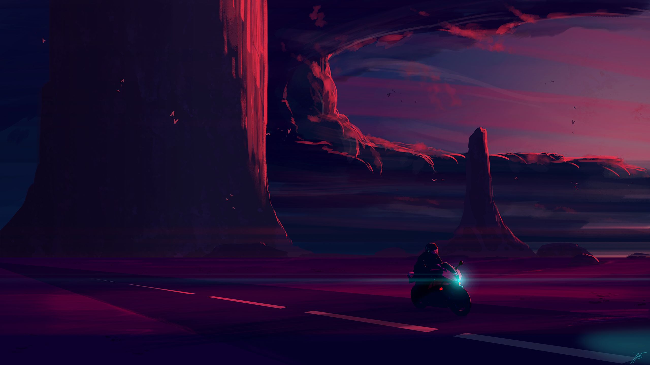 Free download wallpaper Night, Road, Artistic on your PC desktop