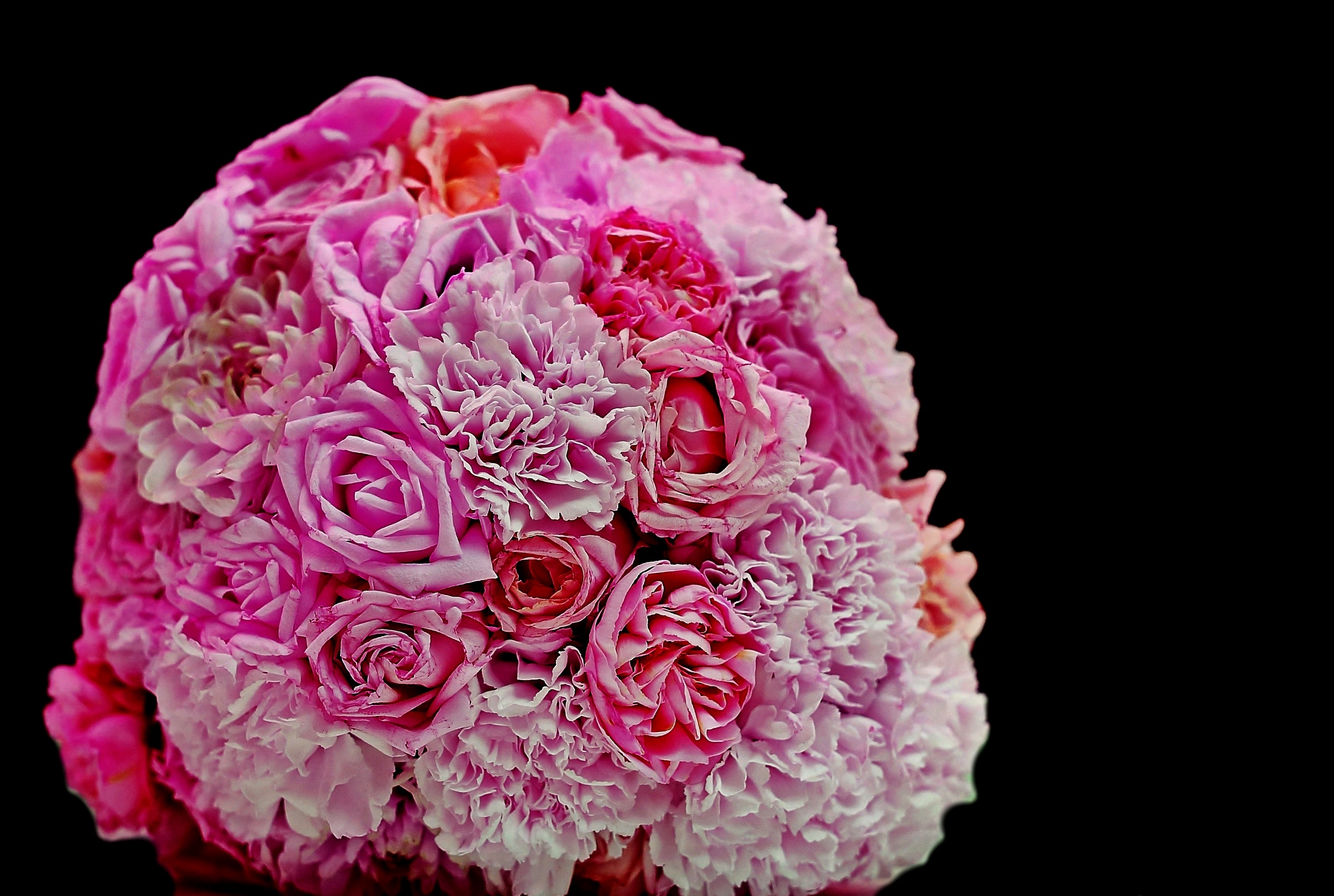 Free download wallpaper Flowers, Carnations, Bouquet, Pink, Roses on your PC desktop