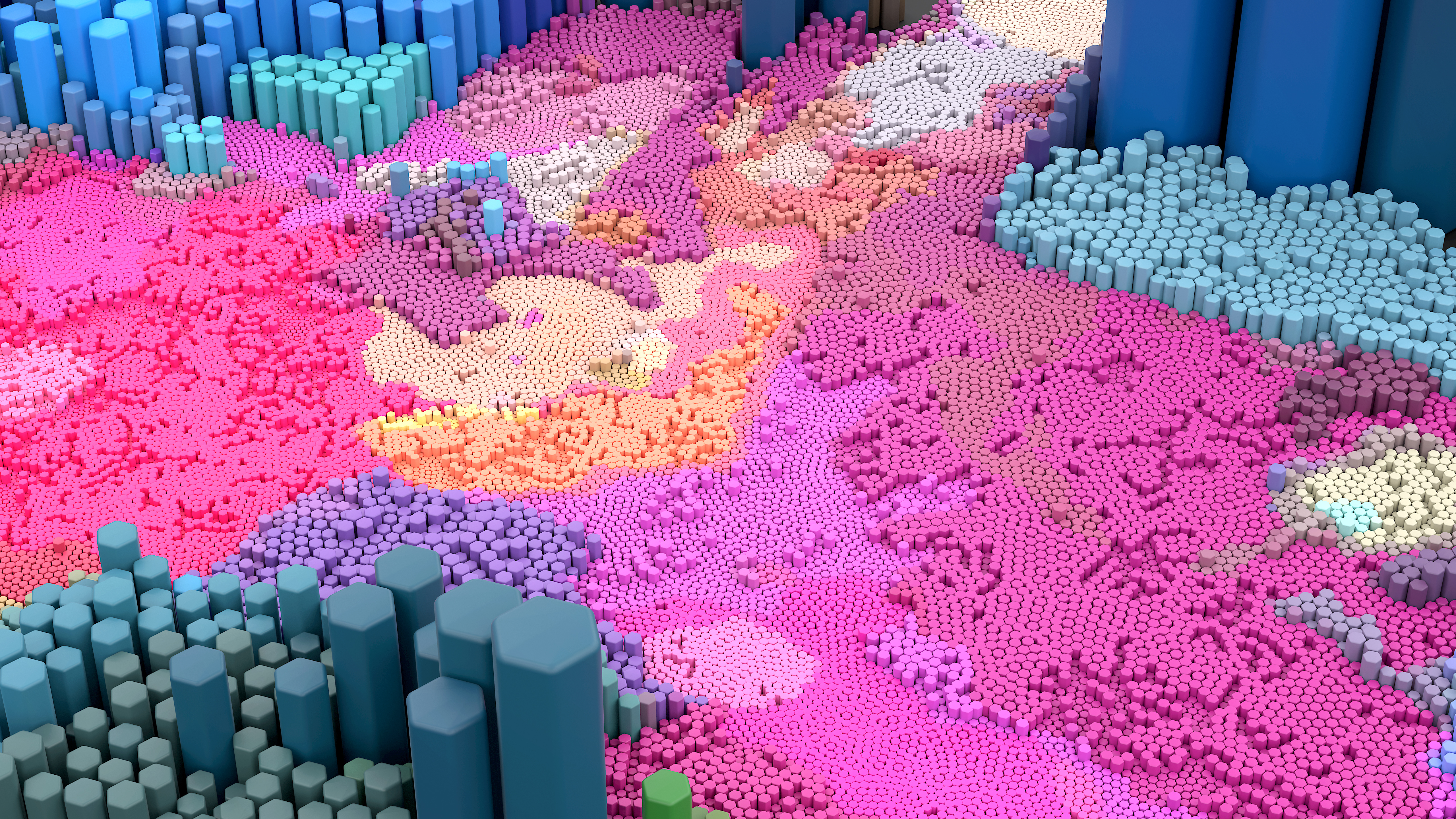 Free download wallpaper Pink, Artistic, Hexagon, 3D Art on your PC desktop